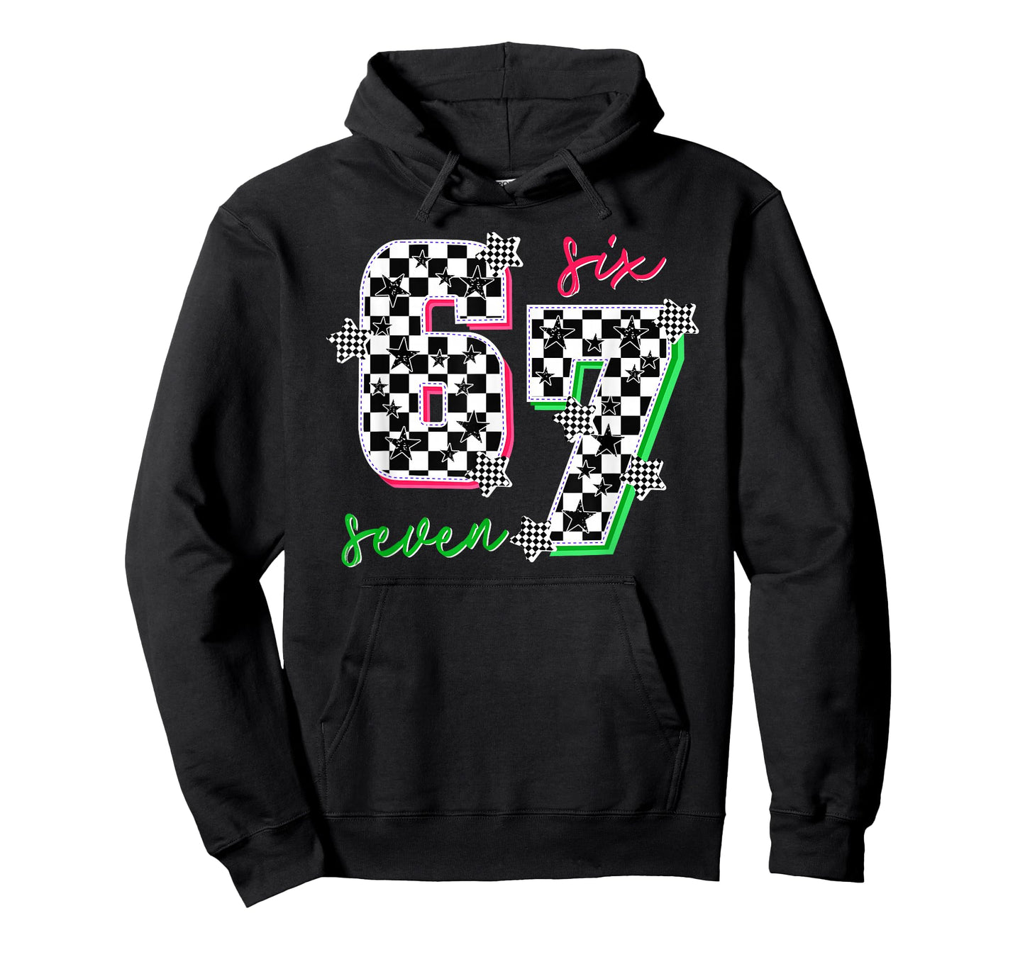 Pink and Green 67 Six Seven Meme Checkered 6 7 Girls Women T-Shirt
