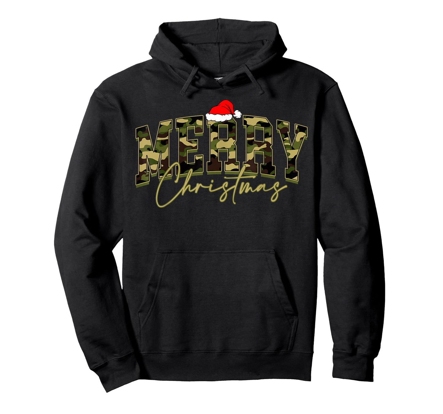Camouflage Merry Christmas Santa Hat Xmas Pajamas T-Shirt