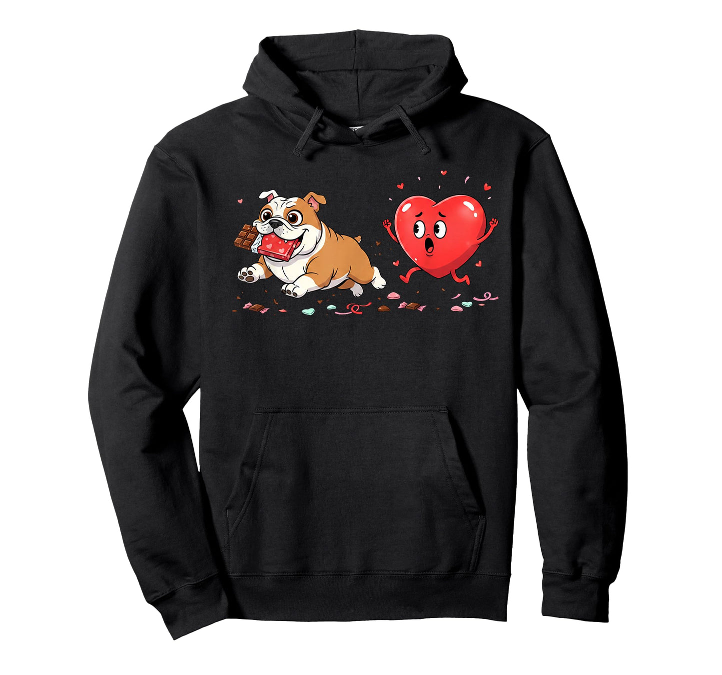 Funny English Bulldog Heart Valentine Dog Womens Mens Kids T-Shirt