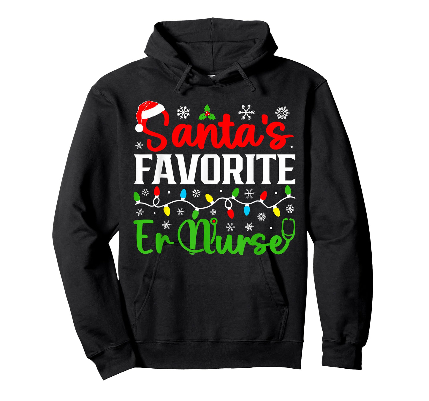 Santa's Favorite Er Nurse Funny Christmas Family Matching T-Shirt