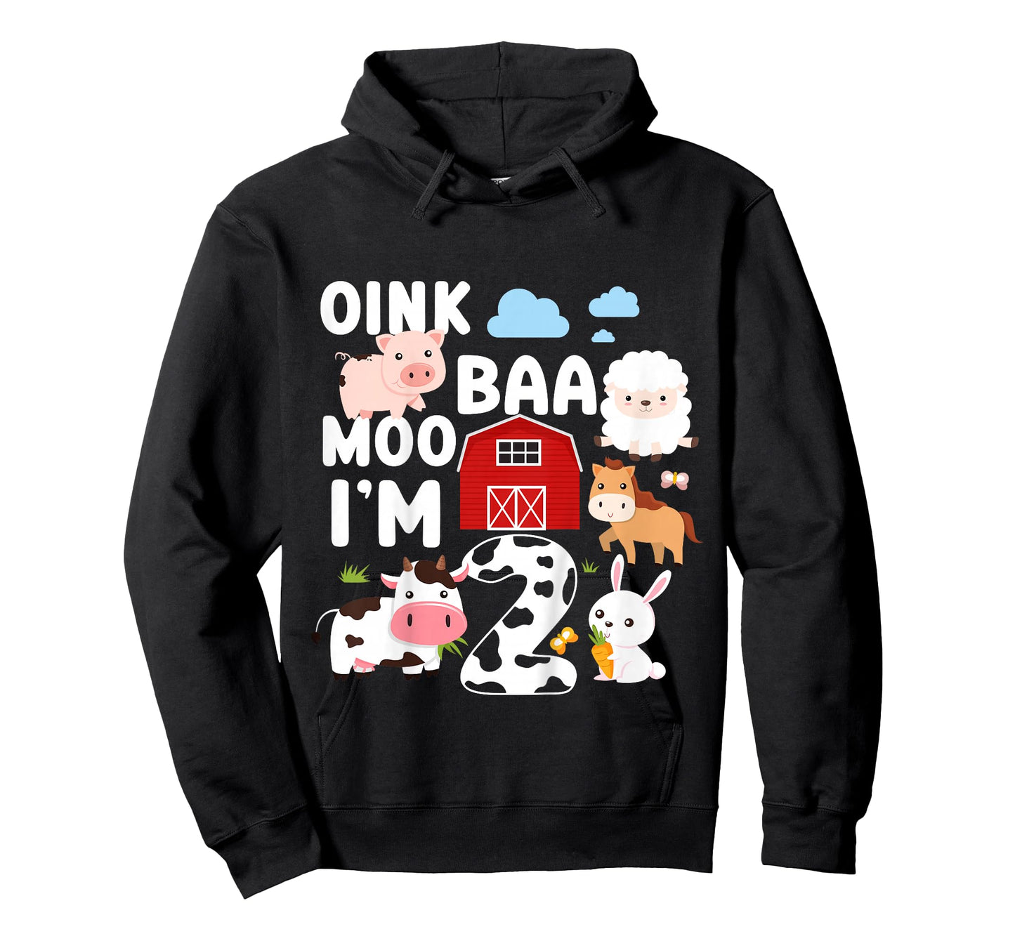 Oink Baa Moo I'm 2 Farm Animals 2nd Birthday T-Shirt