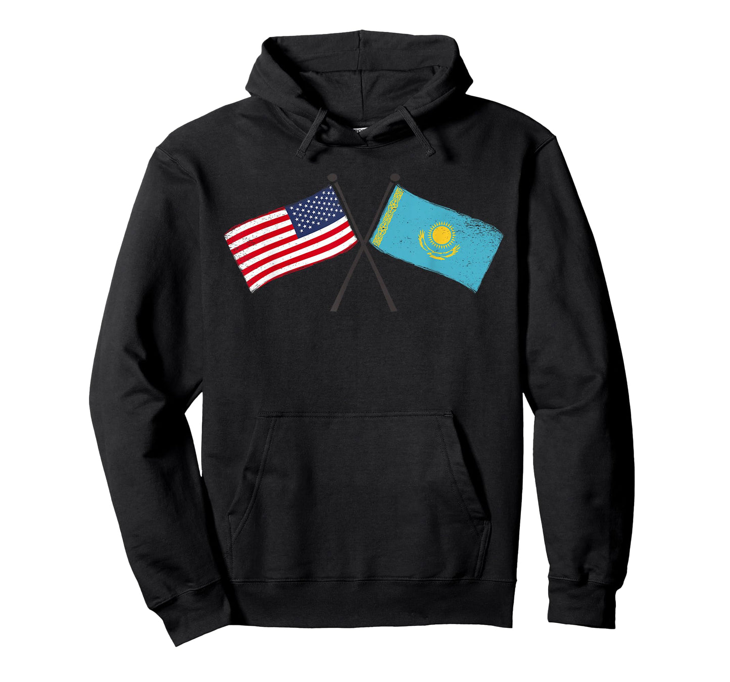 USA Kazakhstan Crossed Flags American Kazakh Friendship T-Shirt