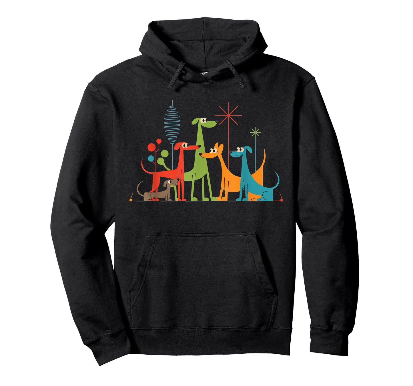 Retro Mid Century Modern Dogs 50s 60s Atomic Art Design T-Shirt