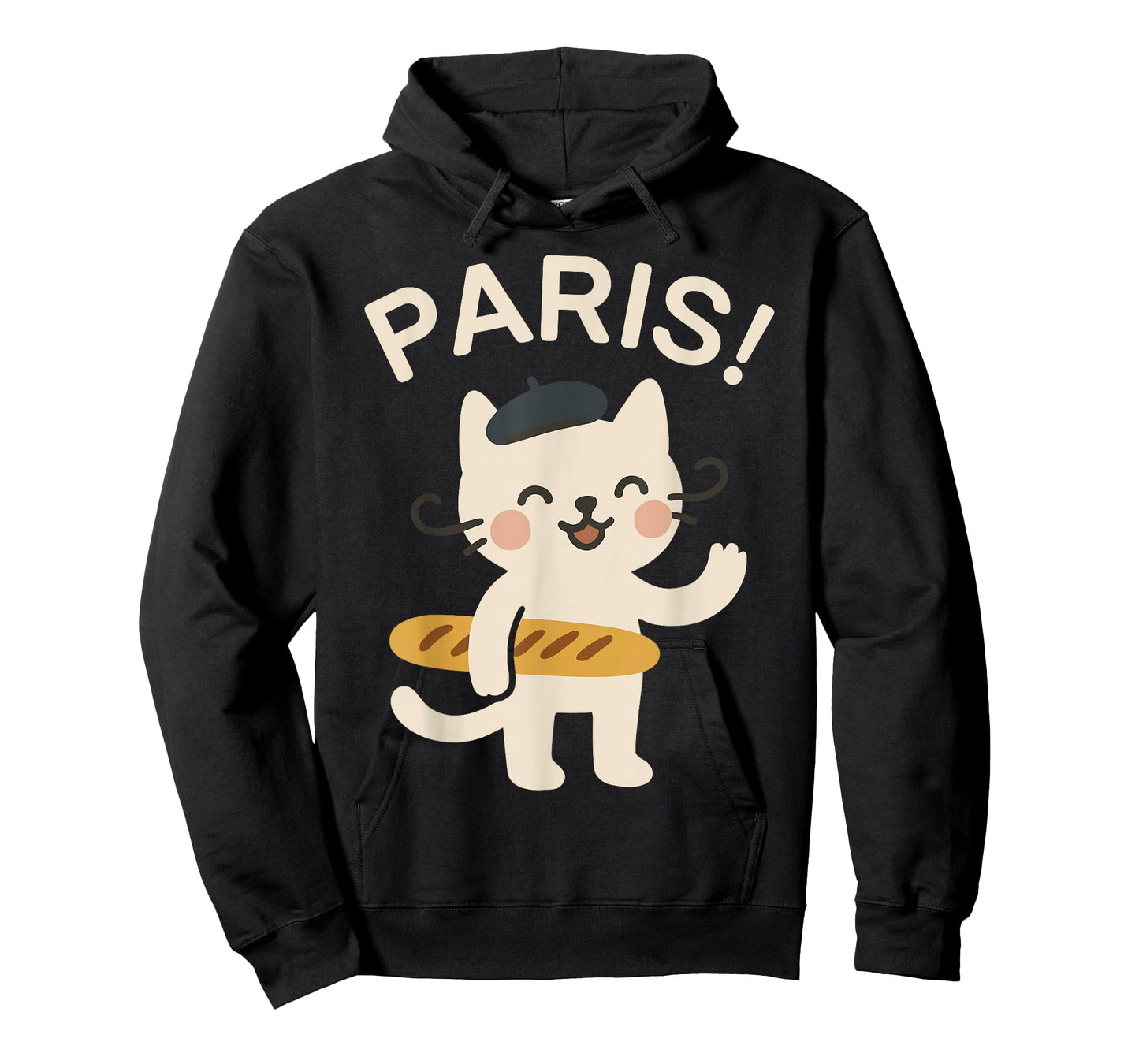 French Cat with Baguette Cute Cat Paris Funny Animal T-Shirt