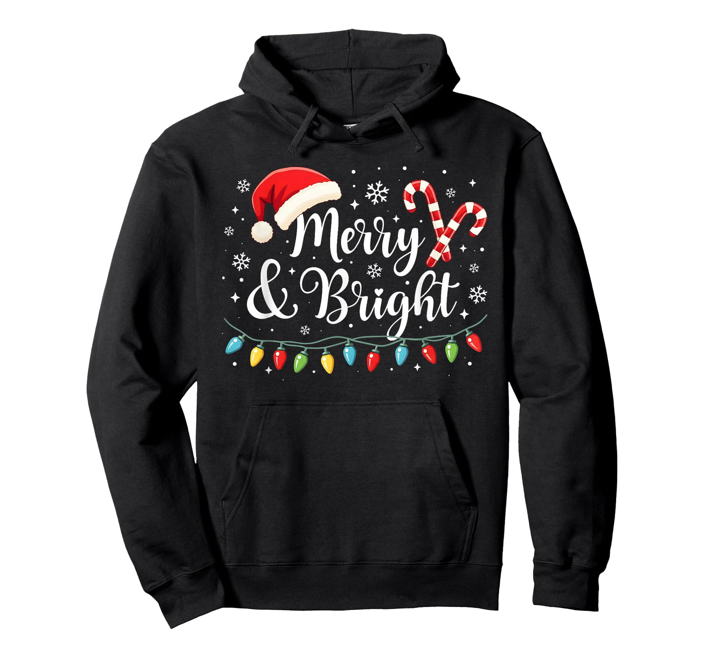 Merry and Bright Lights Red Santa Hat Xmas Family Men Women T-Shirt