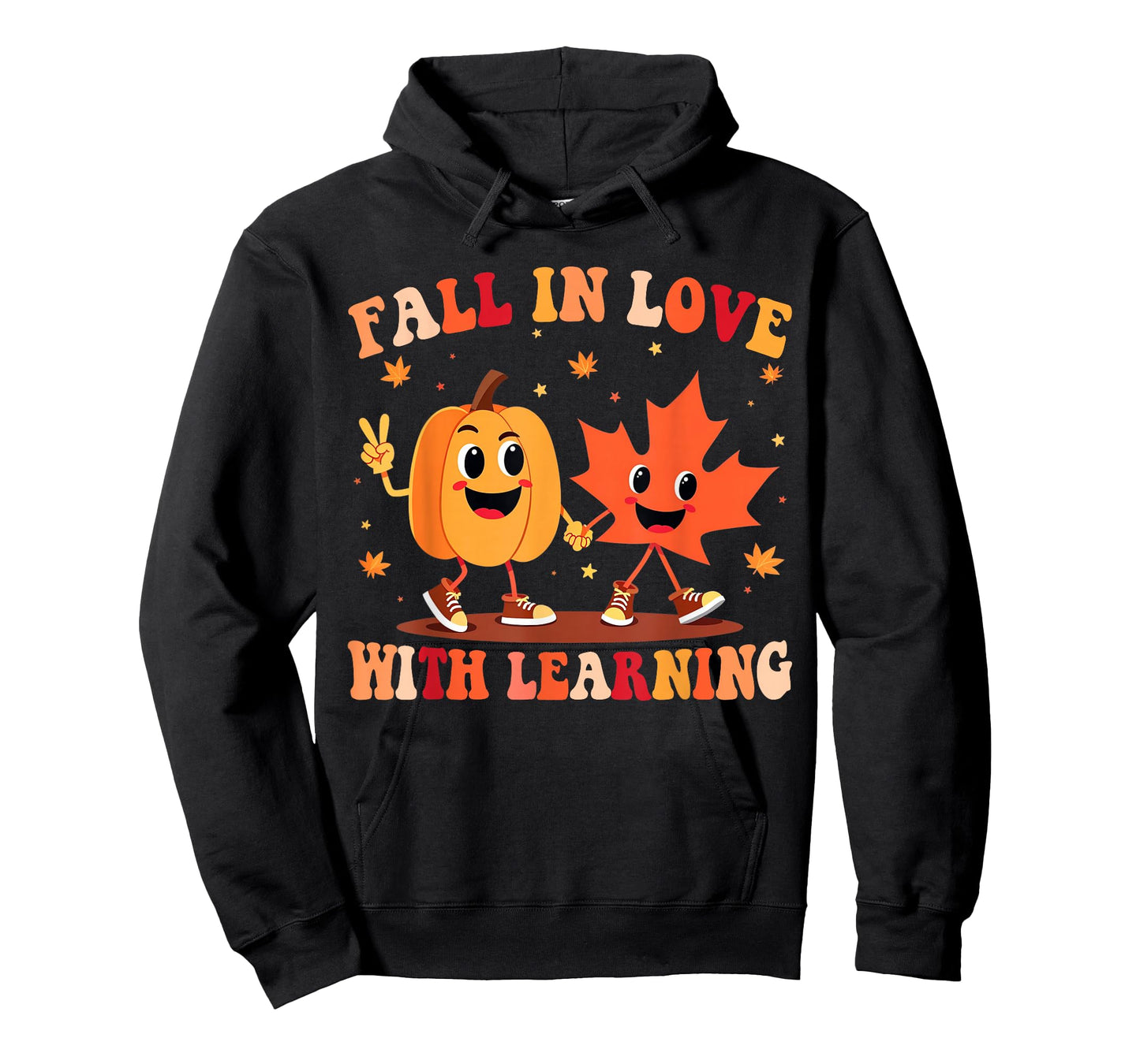 Retro Fall in Love with Learning Autumn Pumpkin Teacher Gift T-Shirt