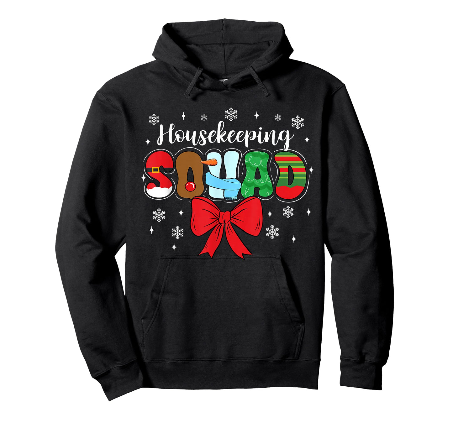 Housekeeping Squad Bow Pencil Housekeeper Funny Christmas T-Shirt