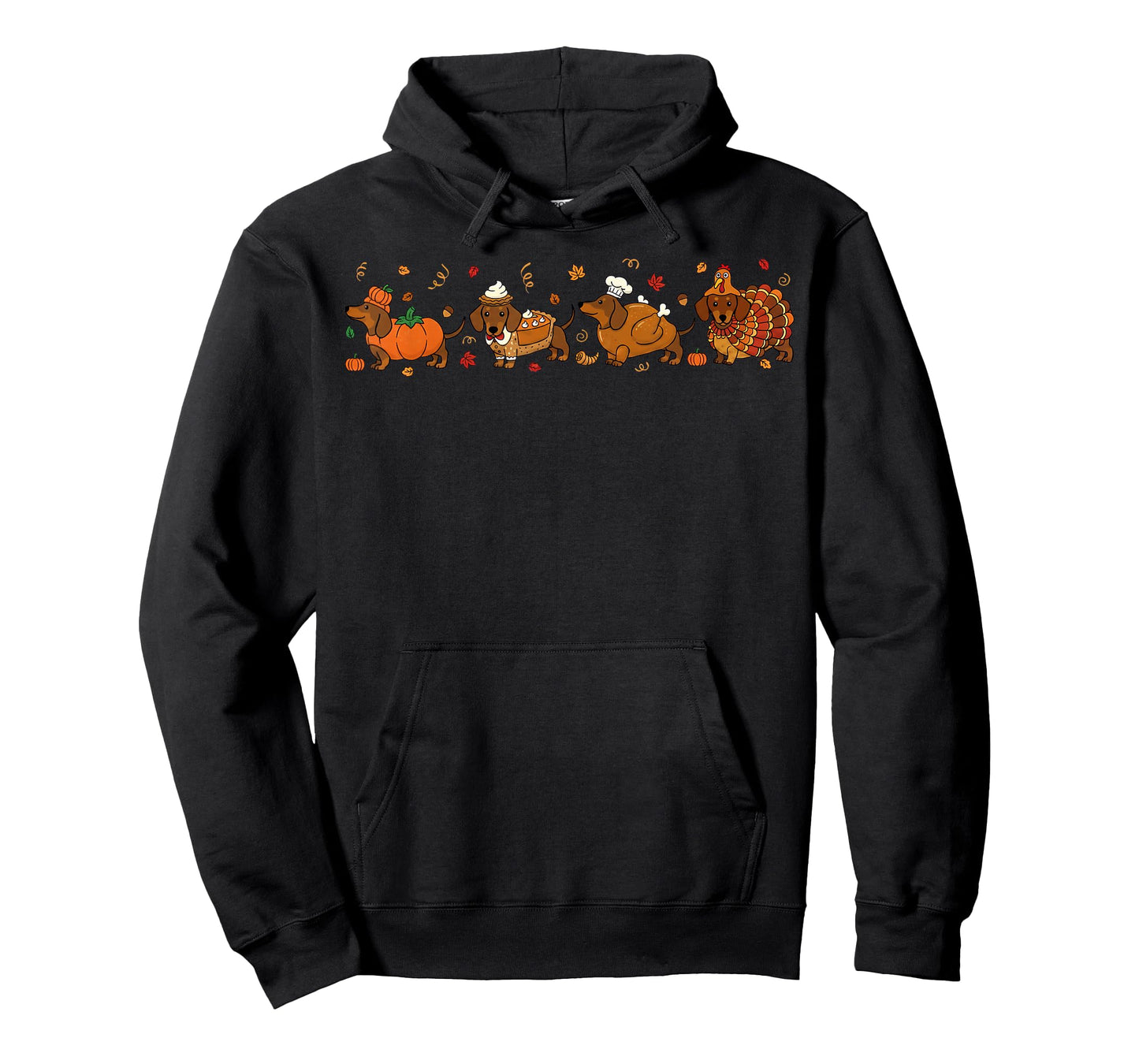 Dachshund Dog Pumpkin Pie Turkey Men Women Kid Thanksgiving T-Shirt