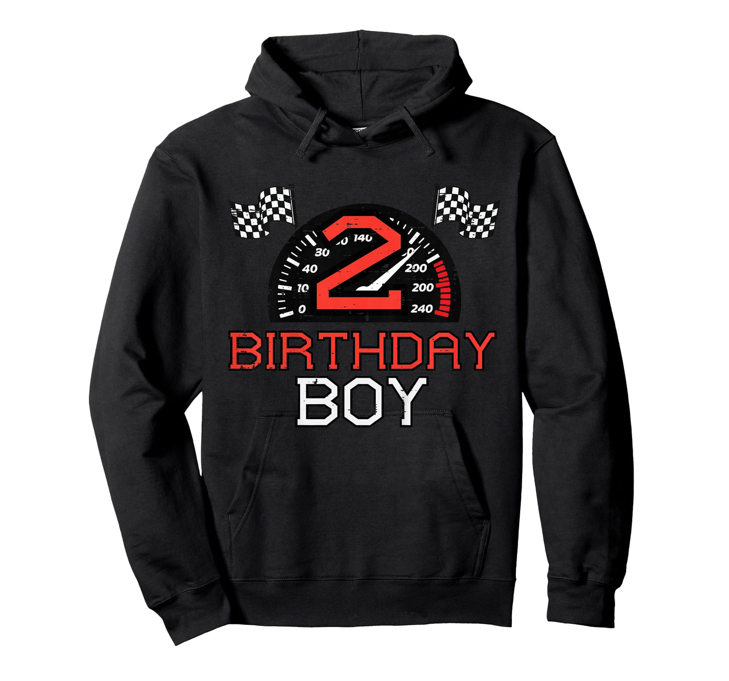 Kids 2 Birthday Boy Speedometer Race Flag 2nd Bday Boys Kids T-Shirt