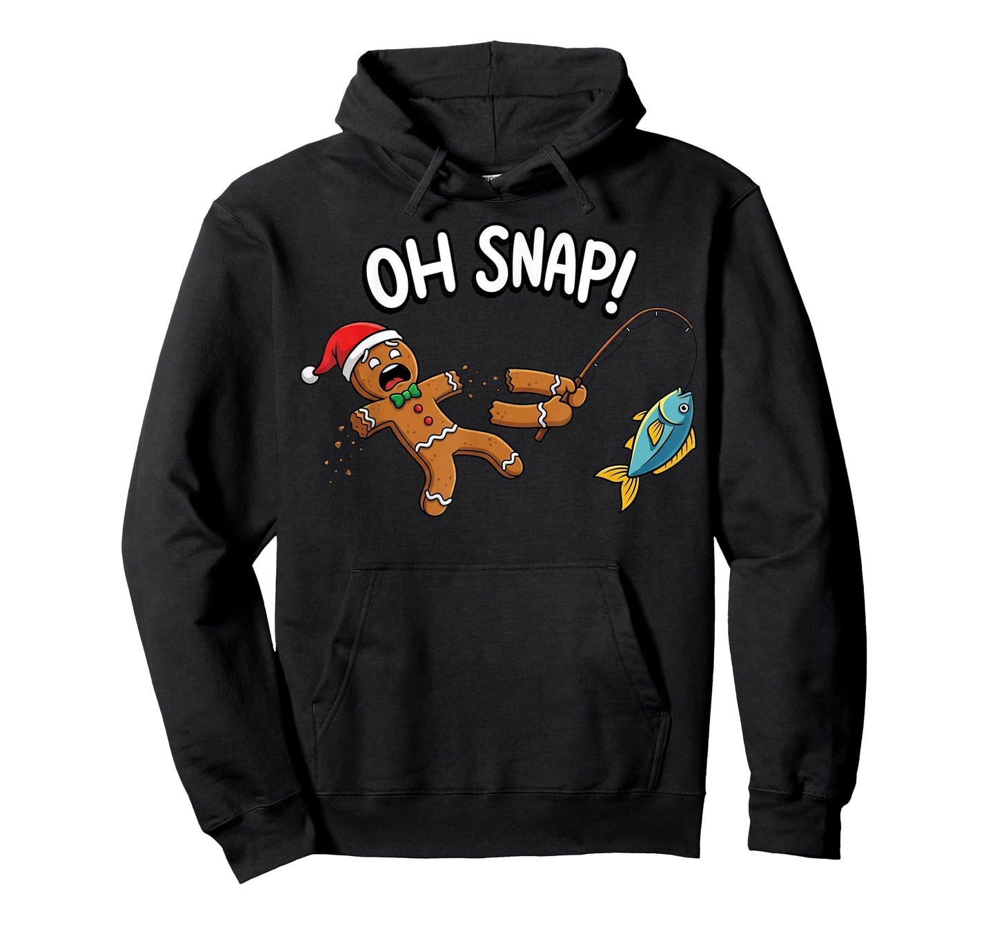 Oh Snap Fishing Gingerbread Man Broken Arm Funny Christmas T-Shirt