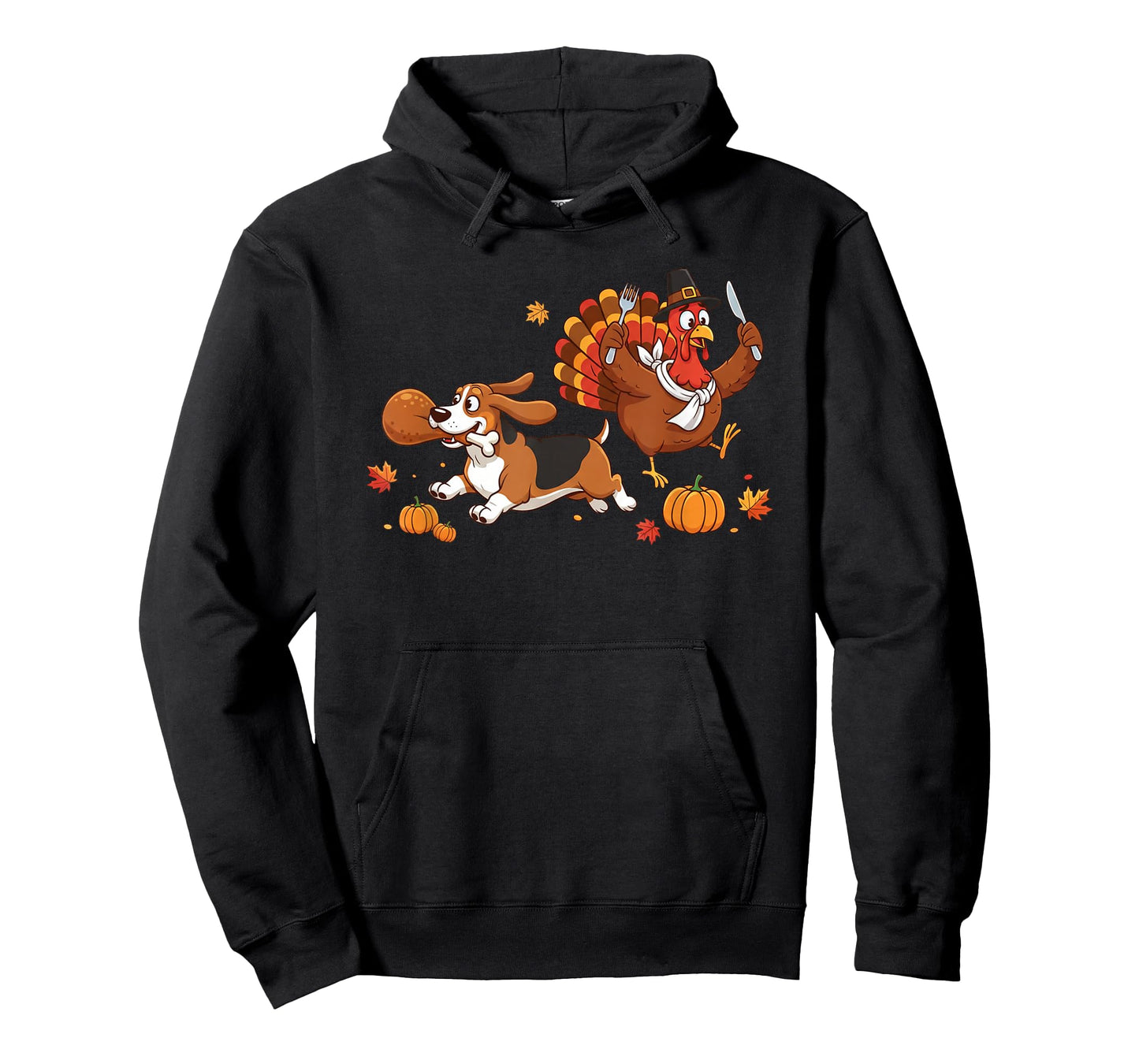 Basset Hound Dog Turkey Autumn Thanksgiving Womens Mens Kids T-Shirt