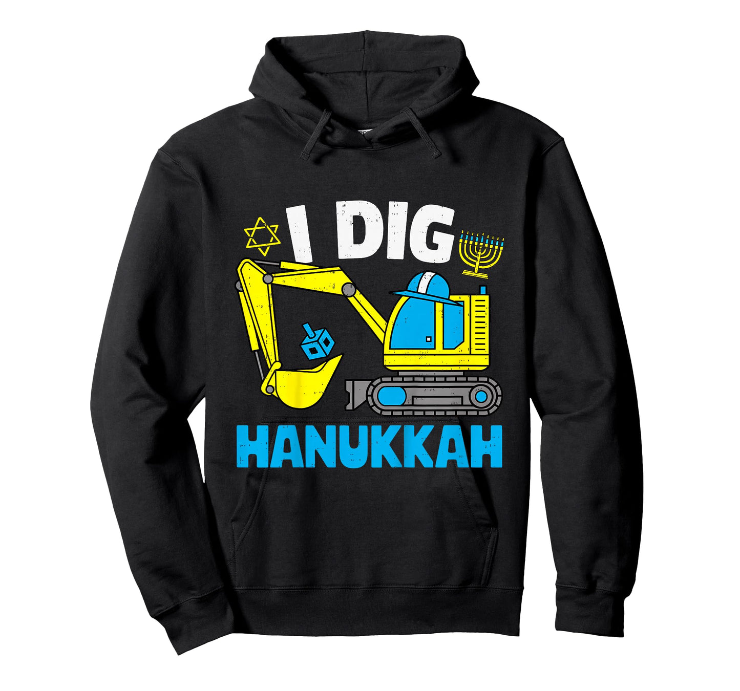 Kids Hanukkah Excavator Construction Jewish Menorah Toddler Boys T-Shirt