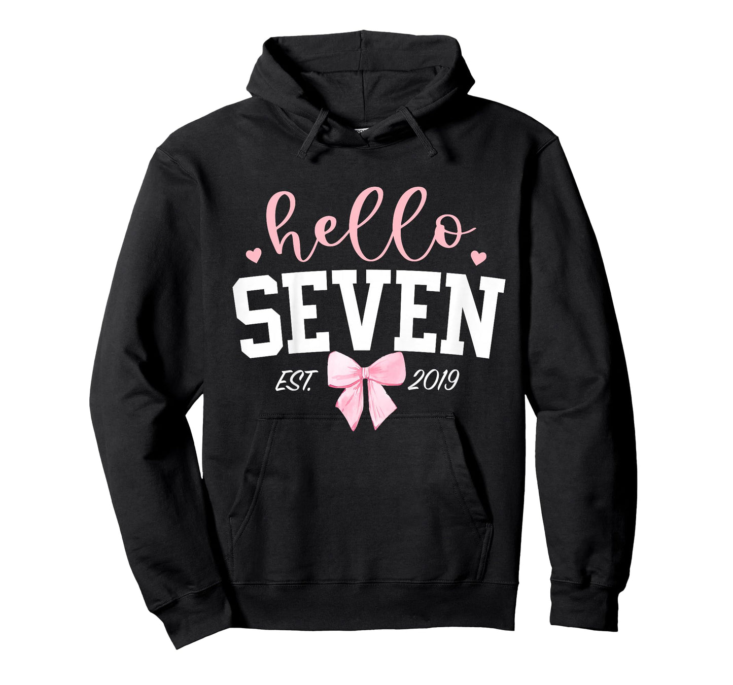 Hello Seven Est 2019 7th Birthday Girl Turning 7 T-Shirt