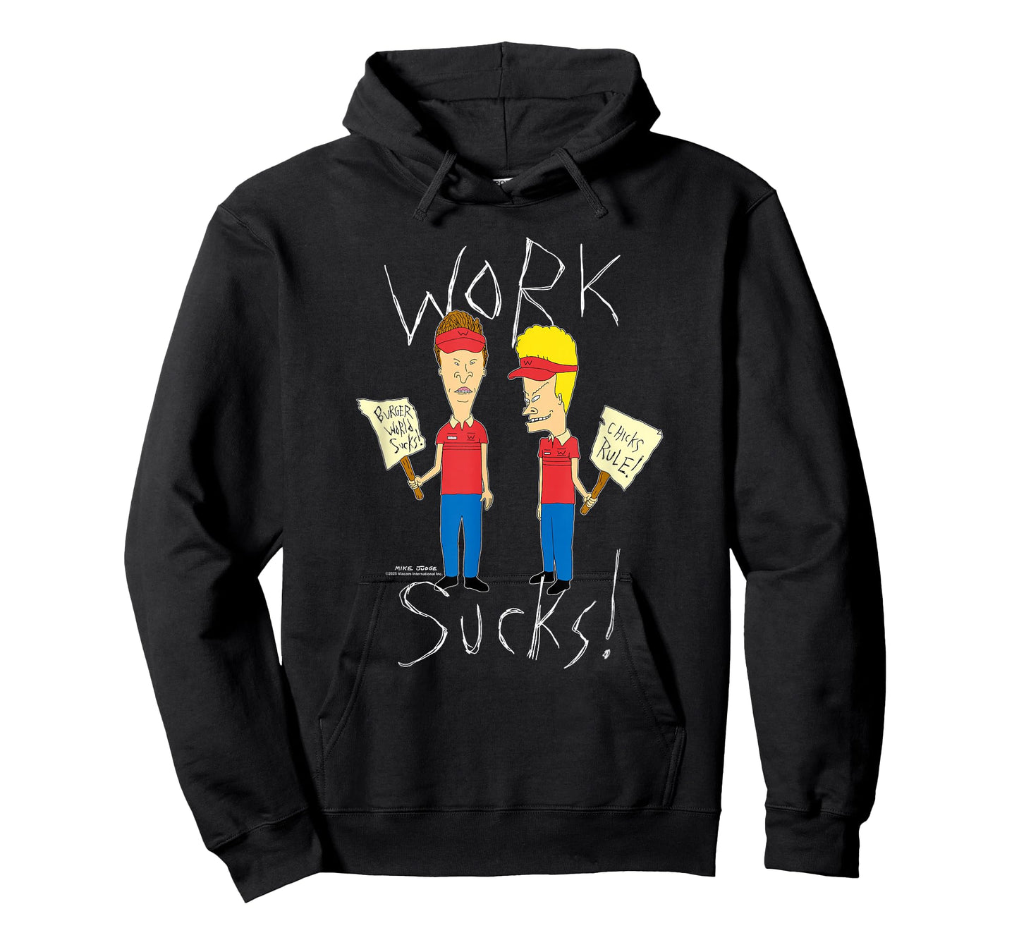 Beavis and Butt-Head Work Sucks Protest Signs Funny Cartoon T-Shirt