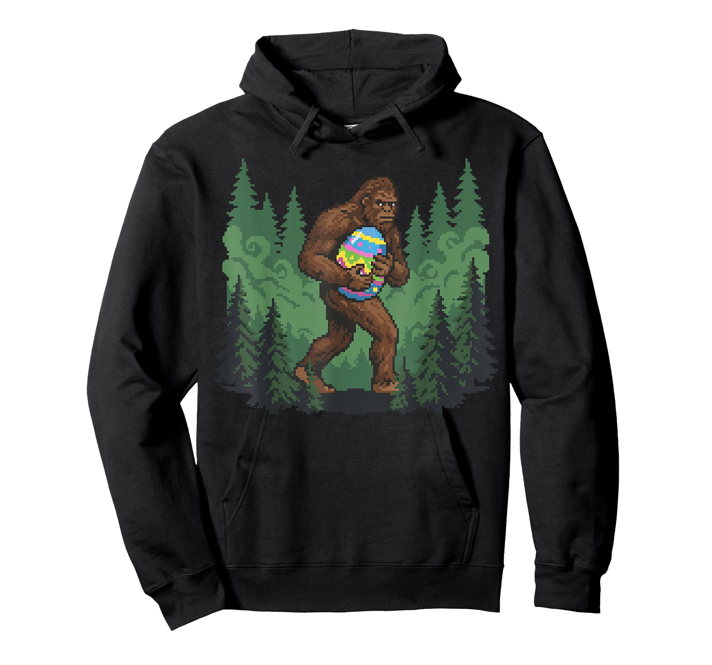 Bigfoot Easter Bunny Sasquatch Egg Hunt Funny Pixel Art T-Shirt