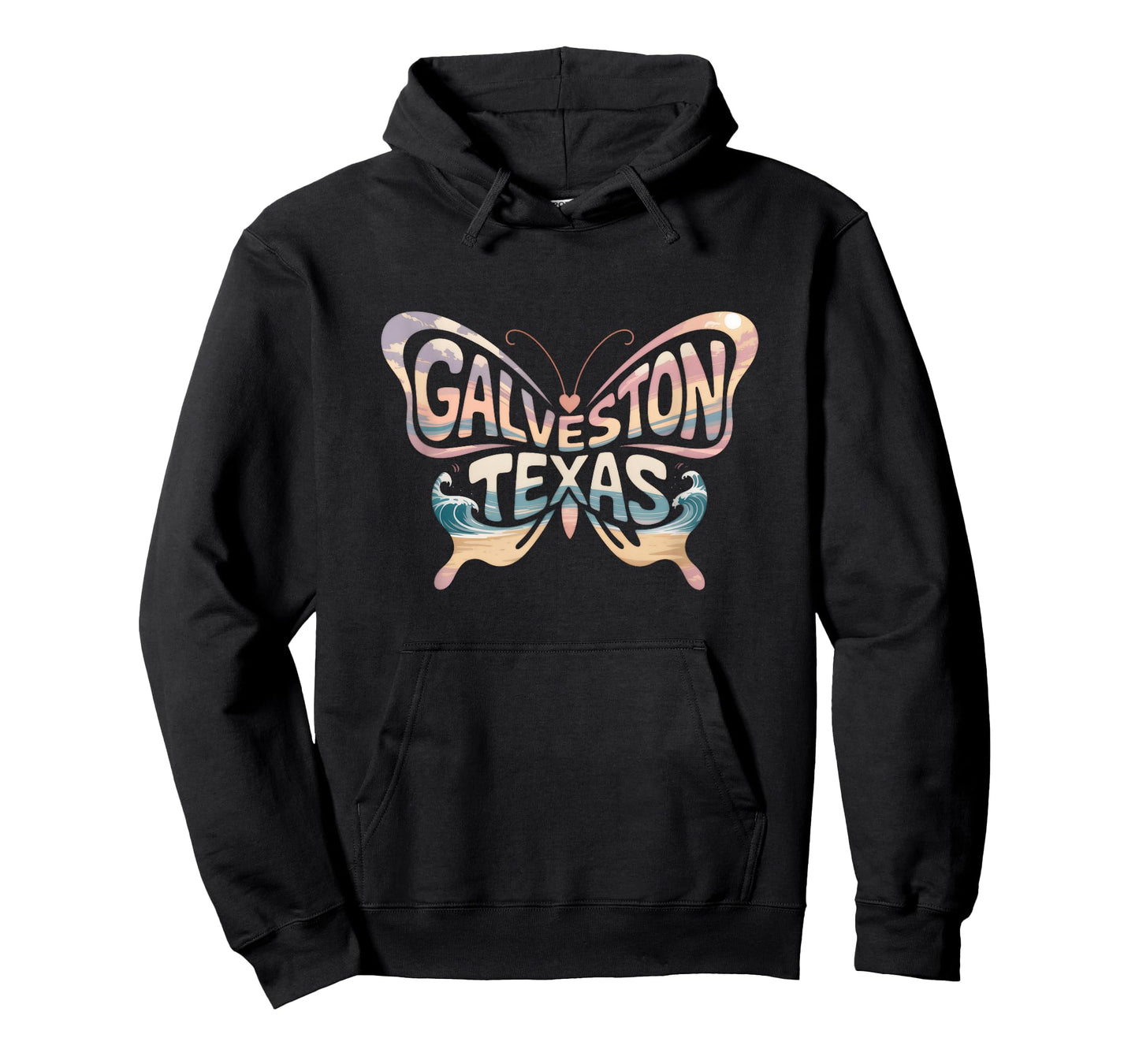 Galveston Butterfly - Texas Beach City Name Word Art T-Shirt