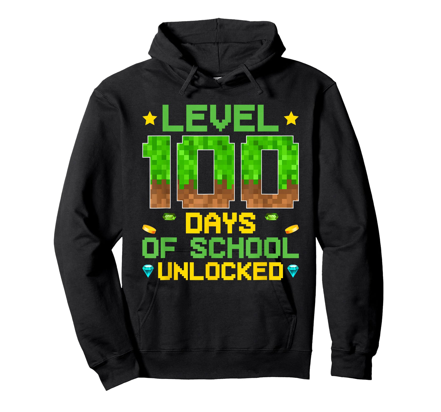 Level 100 Days of School Unlocked Pixel Video Games Boys T-Shirt