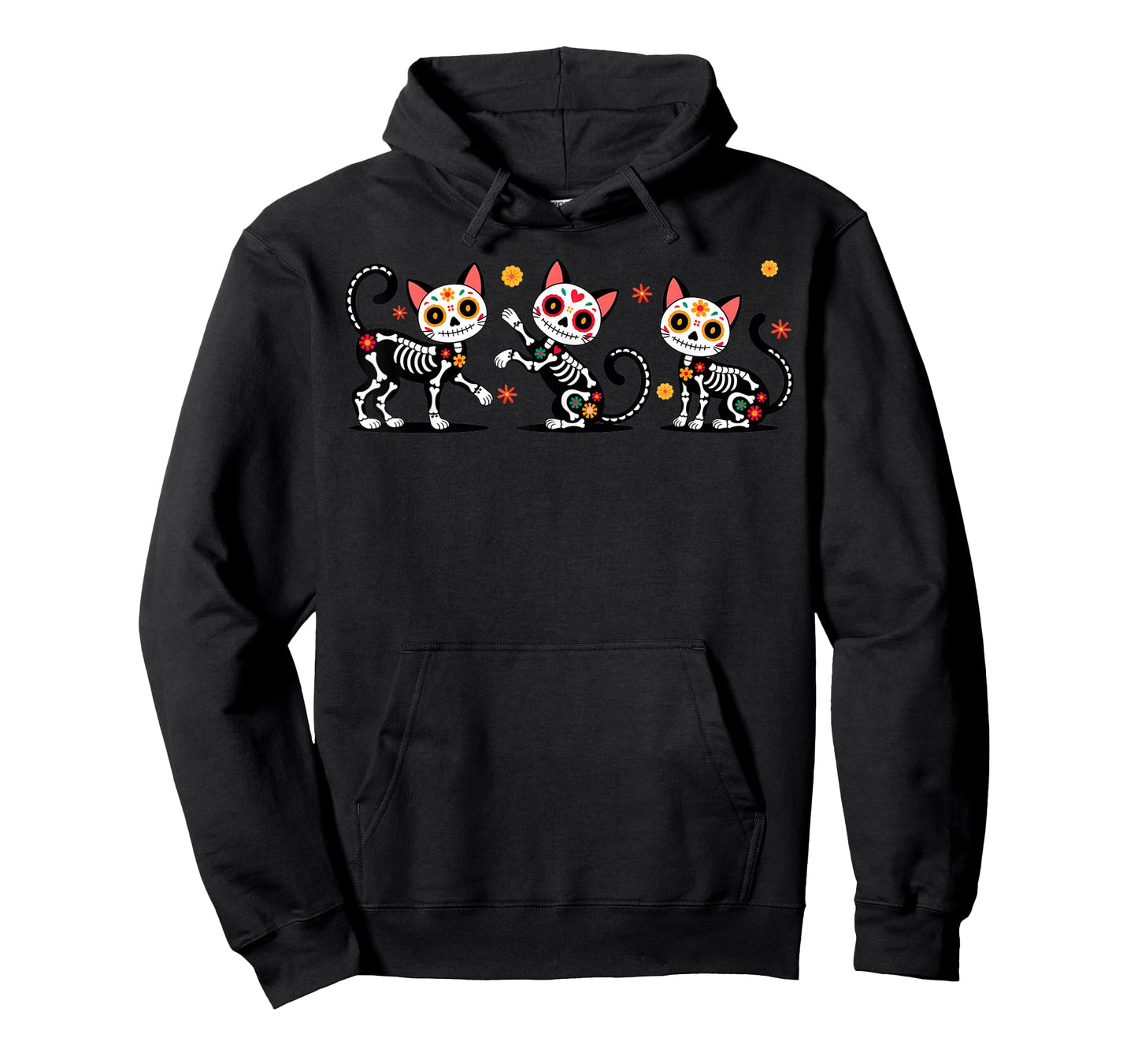 Day of The Dead Colorful Skeleton Cats Mexican Halloween T-Shirt