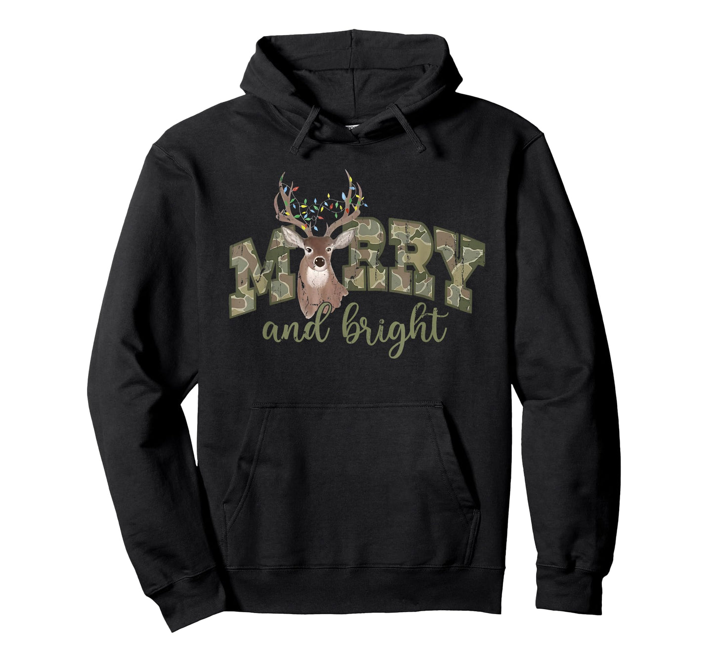 Merry and Bright, Camo Deer, Hunter Christmas T-Shirt