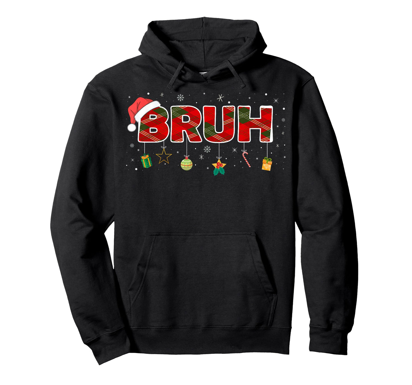 Bruh Funny Christmas Red Plaid Teens Boys Kids Xmas Pajamas T-Shirt