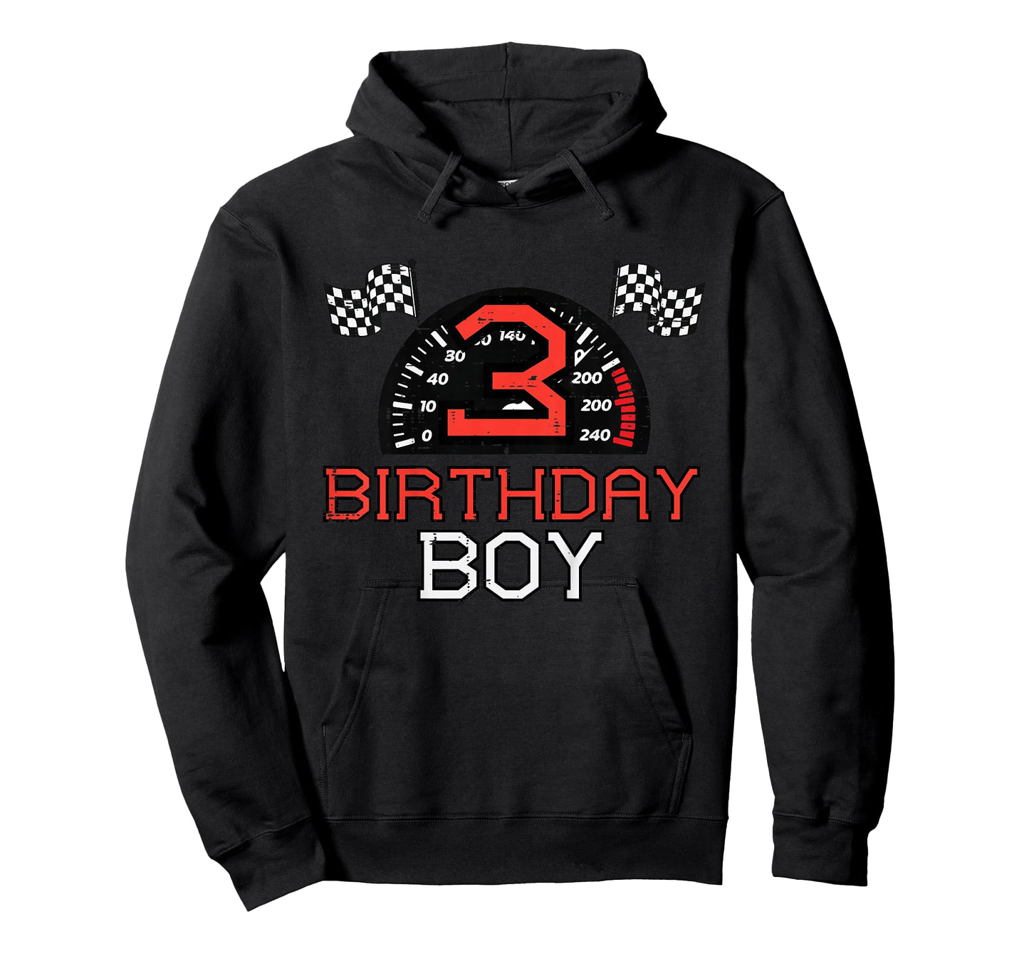 Kids 3 Birthday Boy Speedometer Race Flag 3rd Bday Boys Kids T-Shirt