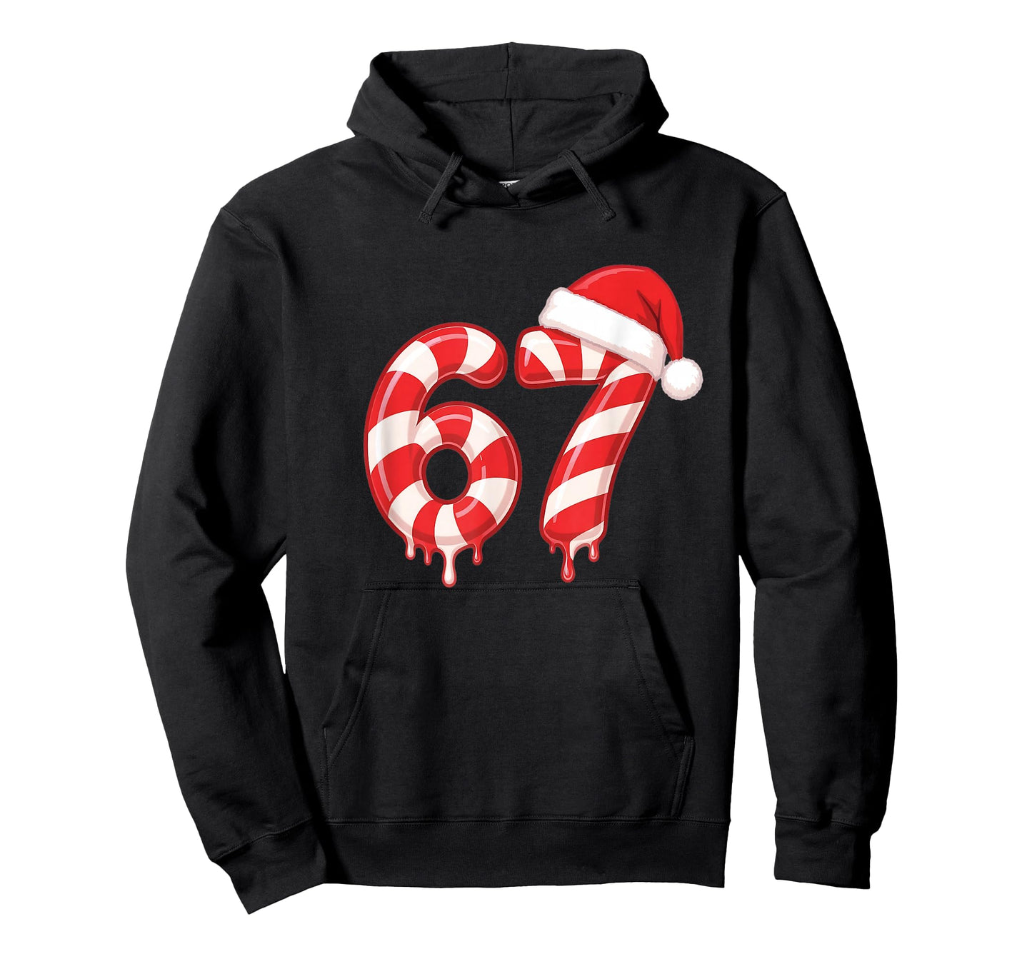 Melting Candy Cane 67 Christmas Design, Santa Hat Holiday T-Shirt