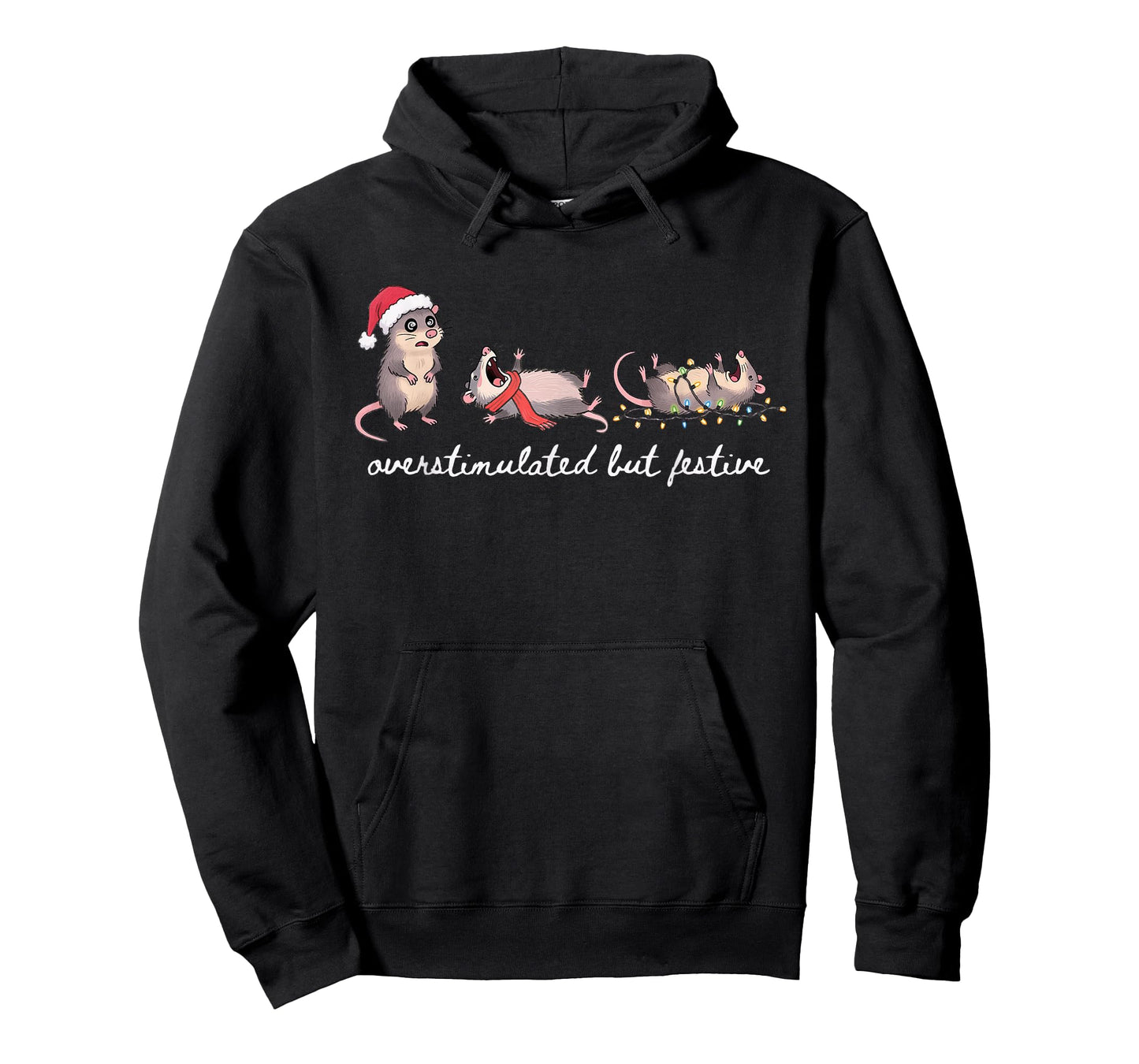 Overstimulated But Festive Christmas Possum Santa Opossum T-Shirt