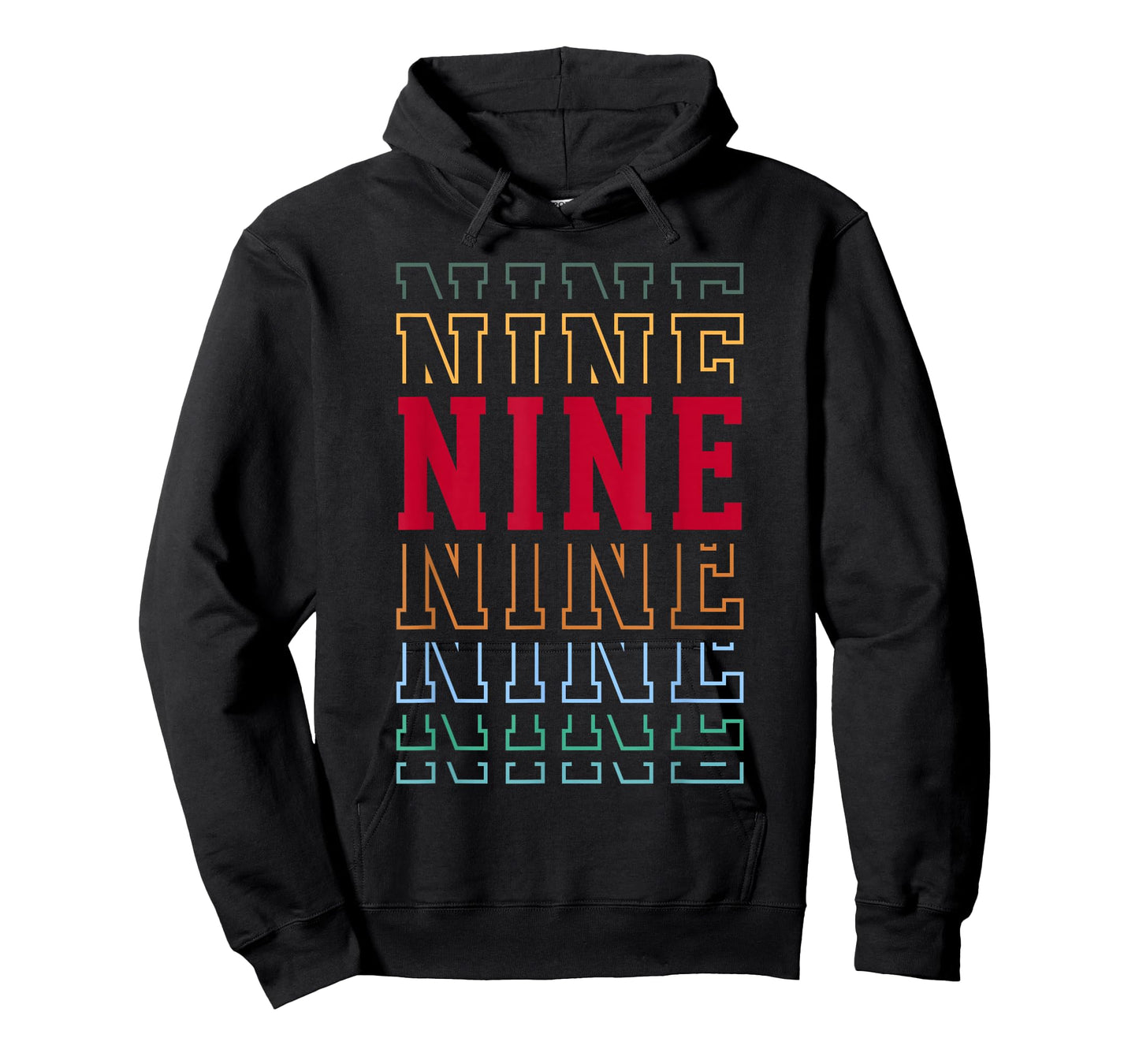 Nine 9th Birthday Retro Layered Text 9 Year Old T-Shirt