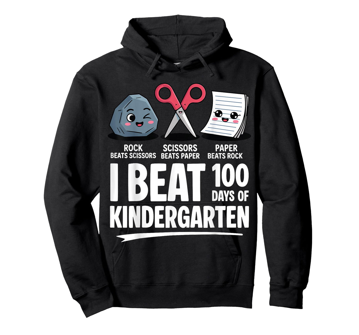 I Beat 100 Days of Kindergarten Rock Paper Scissors Kids T-Shirt