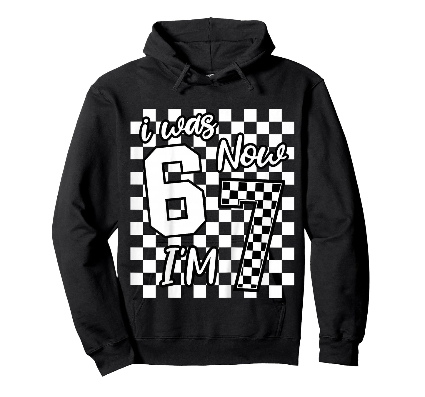 Kids Checkered I was 6 Now I'm 7 Birthday Seven Years Old Bday T-Shirt