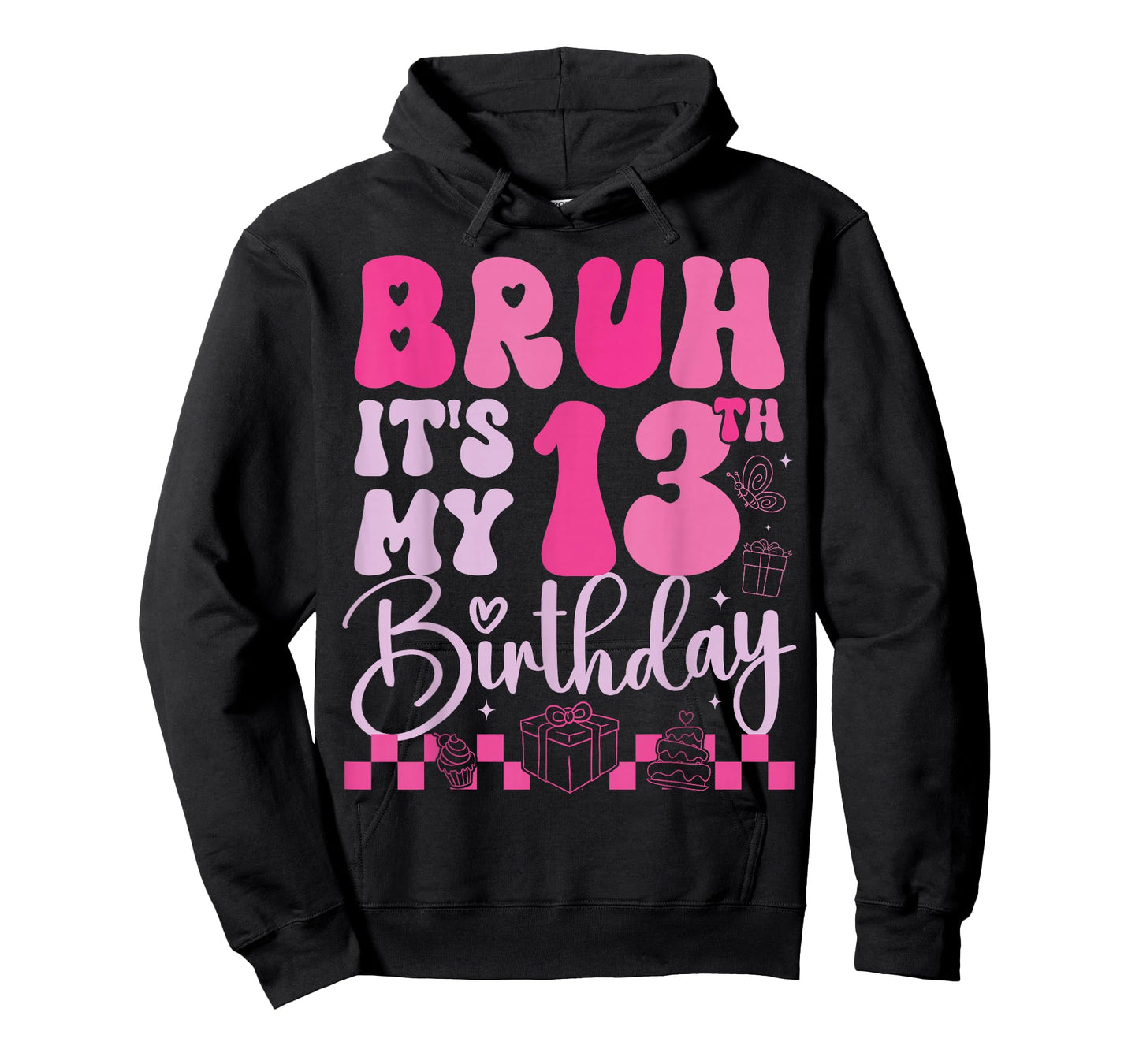 Bruh It's My 13th Birthday 13 Year Old 13yr Girl Groovy Pink T-Shirt