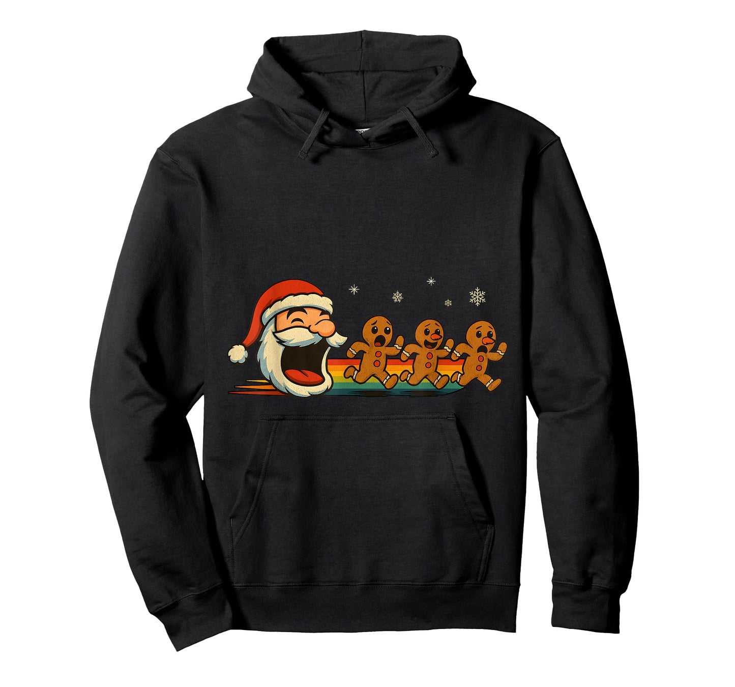 Retro Santa Chasing Gingerbread Funny Christmas T-Shirt