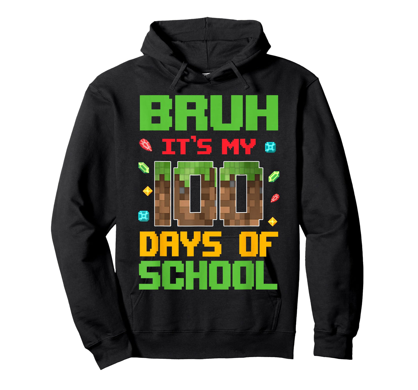 Bruh It's My 100 Days of School Pixel Video Game Student Boy T-Shirt