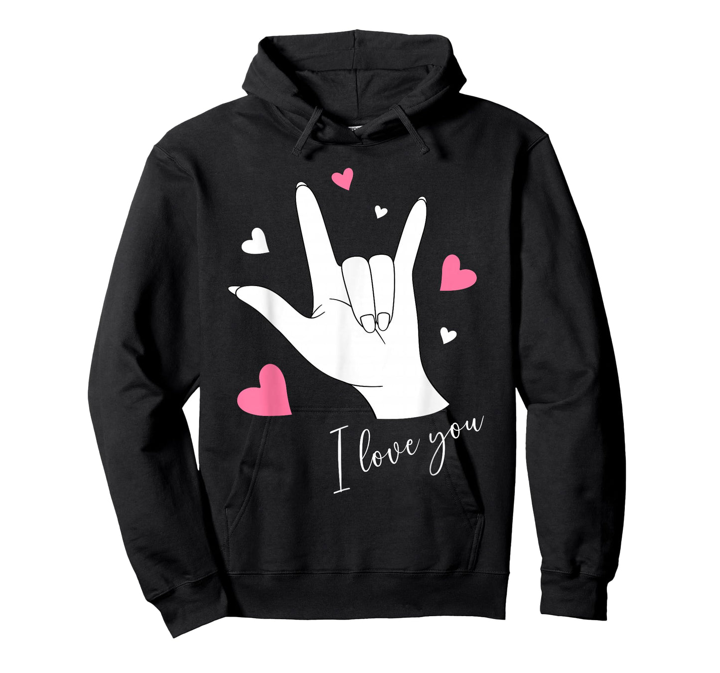 Cute Valentines Day Hearts I Love You Hand Sign Language ASL T-Shirt