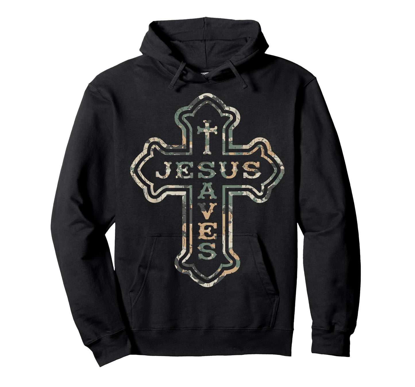 Vintage Camo Jesus Saves Cross Subtle Christian Religious T-Shirt