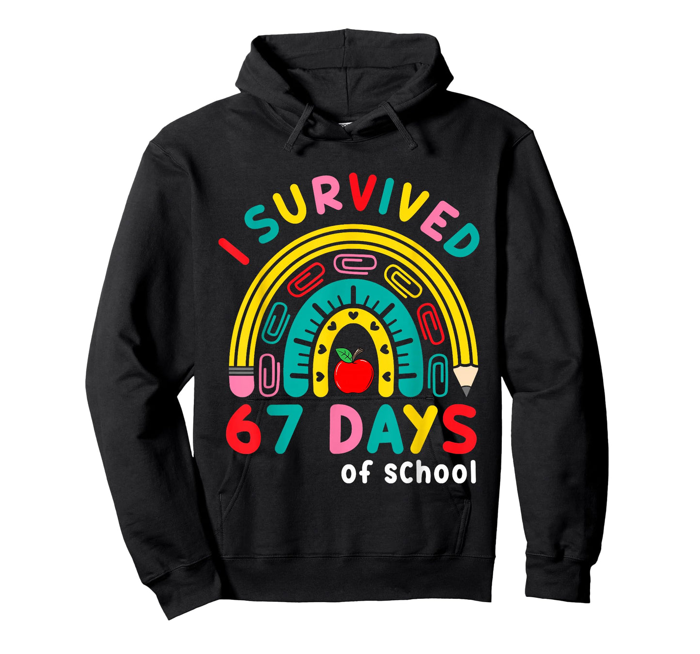 I Survived 67 Days of School Rainbow Teacher Student Kids T-Shirt