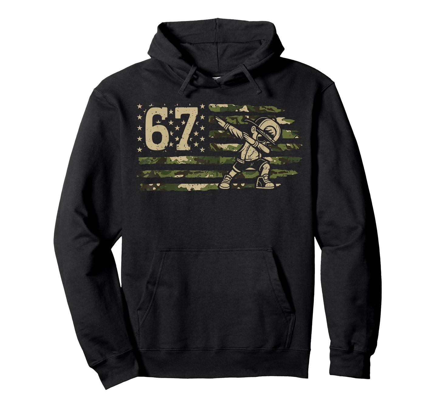67 Meme Dabbing Boy Camo USA American Flag Six Seven Kids T-Shirt