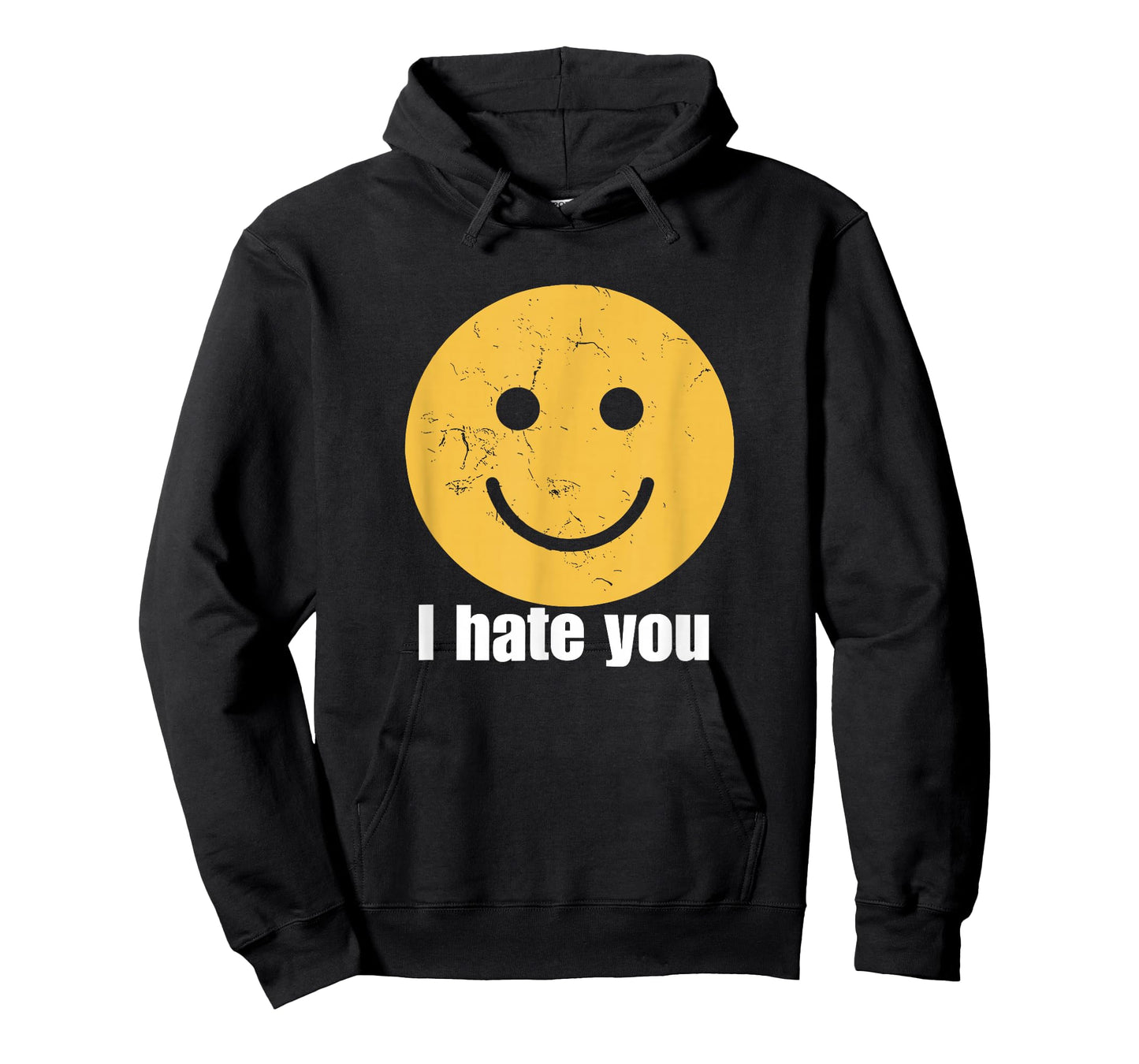 I Hate You Vintage Smile Yellow Happy Face Funny Saying T-Shirt