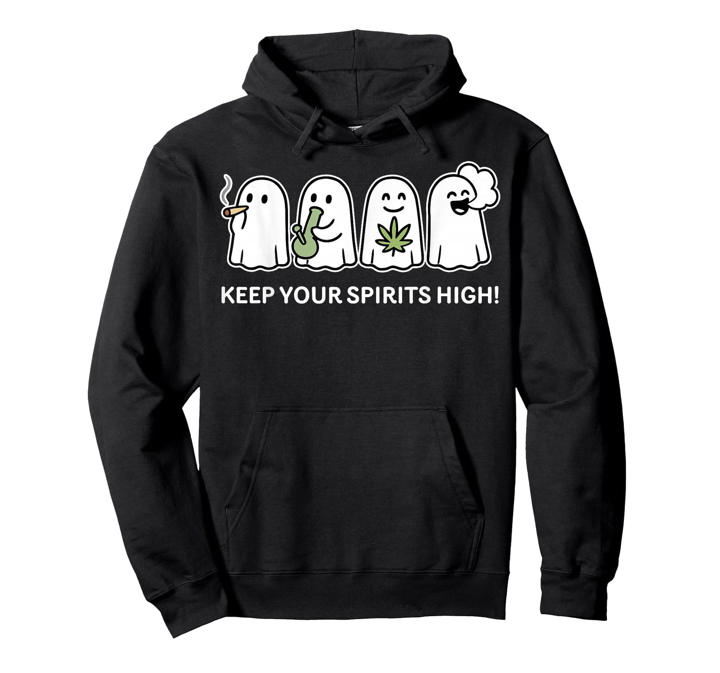 Keep Your Spirits High Ghost Smoking Weed Cannabis Halloween T-Shirt