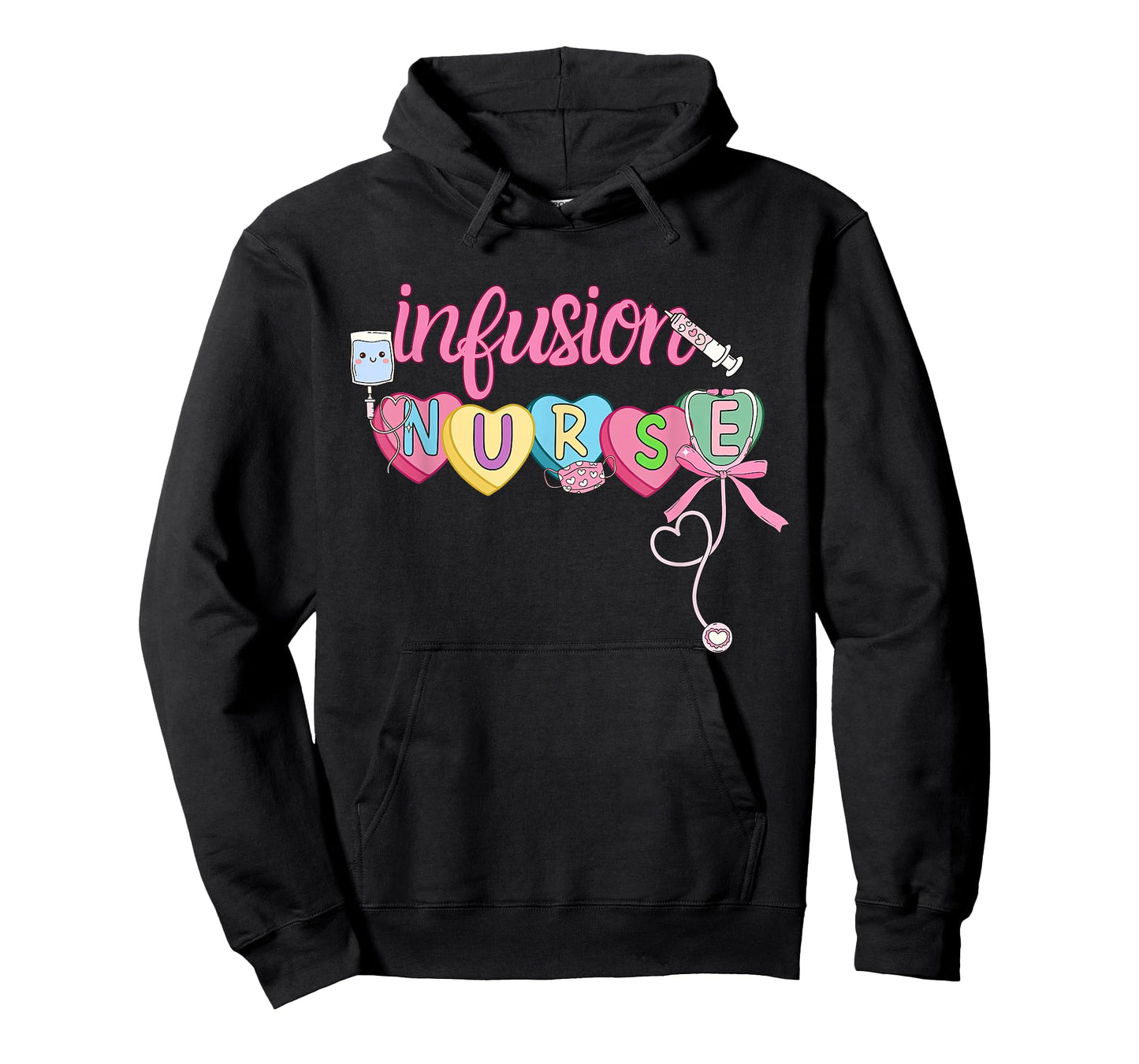 Heart Candy Bow Infusion Nurse Valentine IV Therapy Oncology T-Shirt