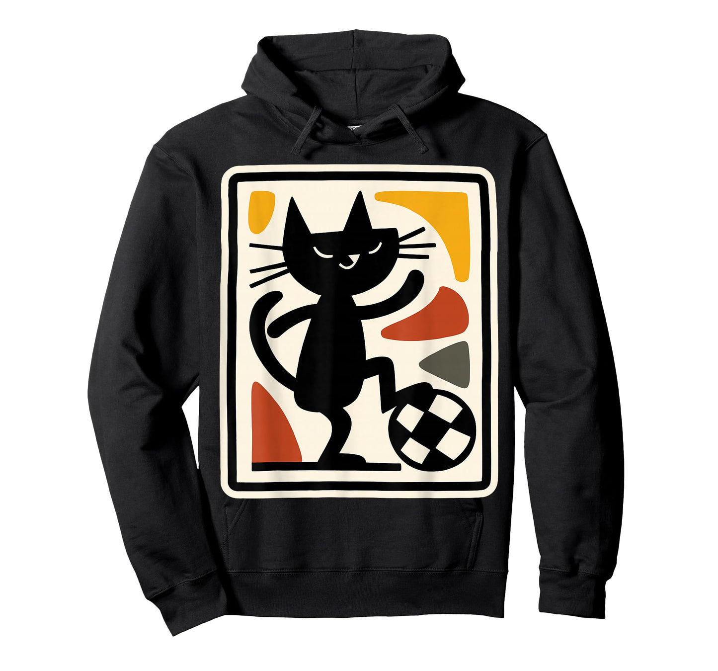 Black Cat Playing Soccer Retro Sports Style Artwork T-Shirt