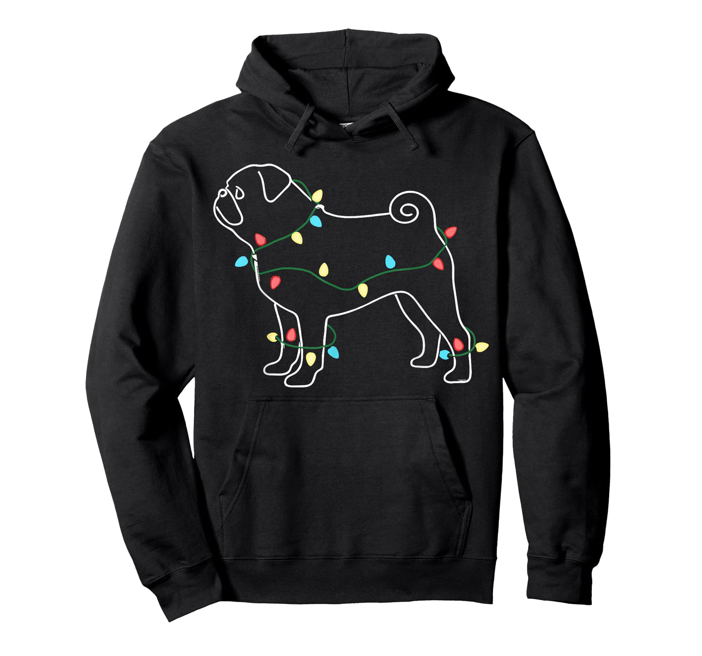 Funny Pug Dog Christmas Outfit, Pug Christmas Lights T-Shirt