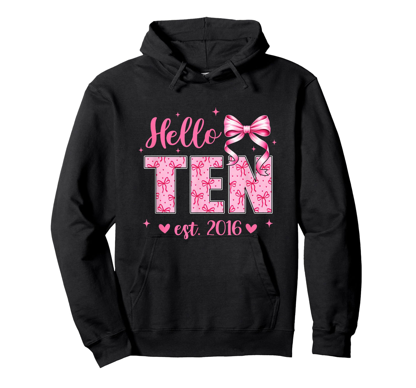 Hello Ten Est 2016 Coquette Bow 10Th Birthday Girl 10 Years T-Shirt