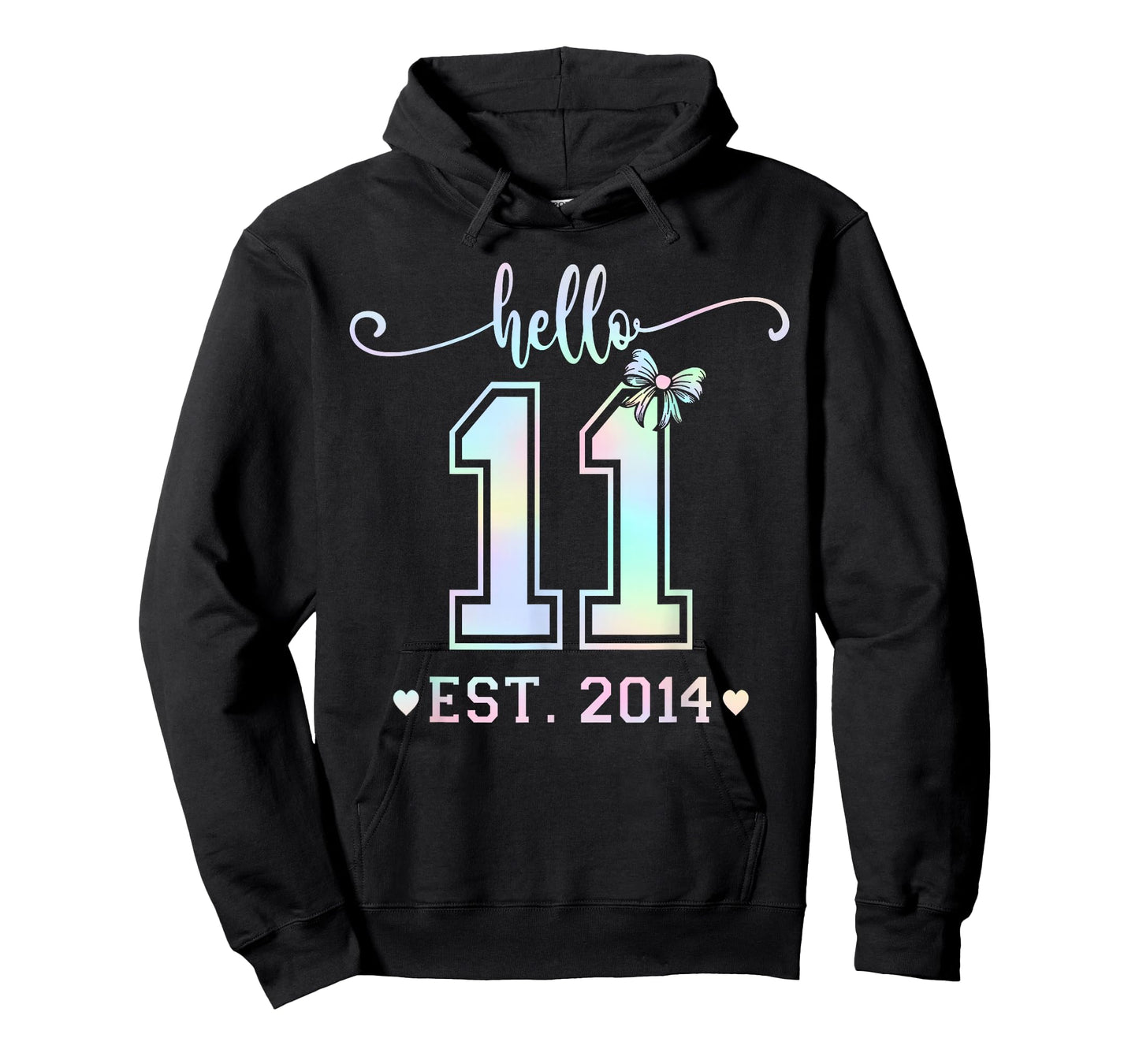 Hello Eleven Est 2014 Coquette Bow 11th Birthday Girl T-Shirt