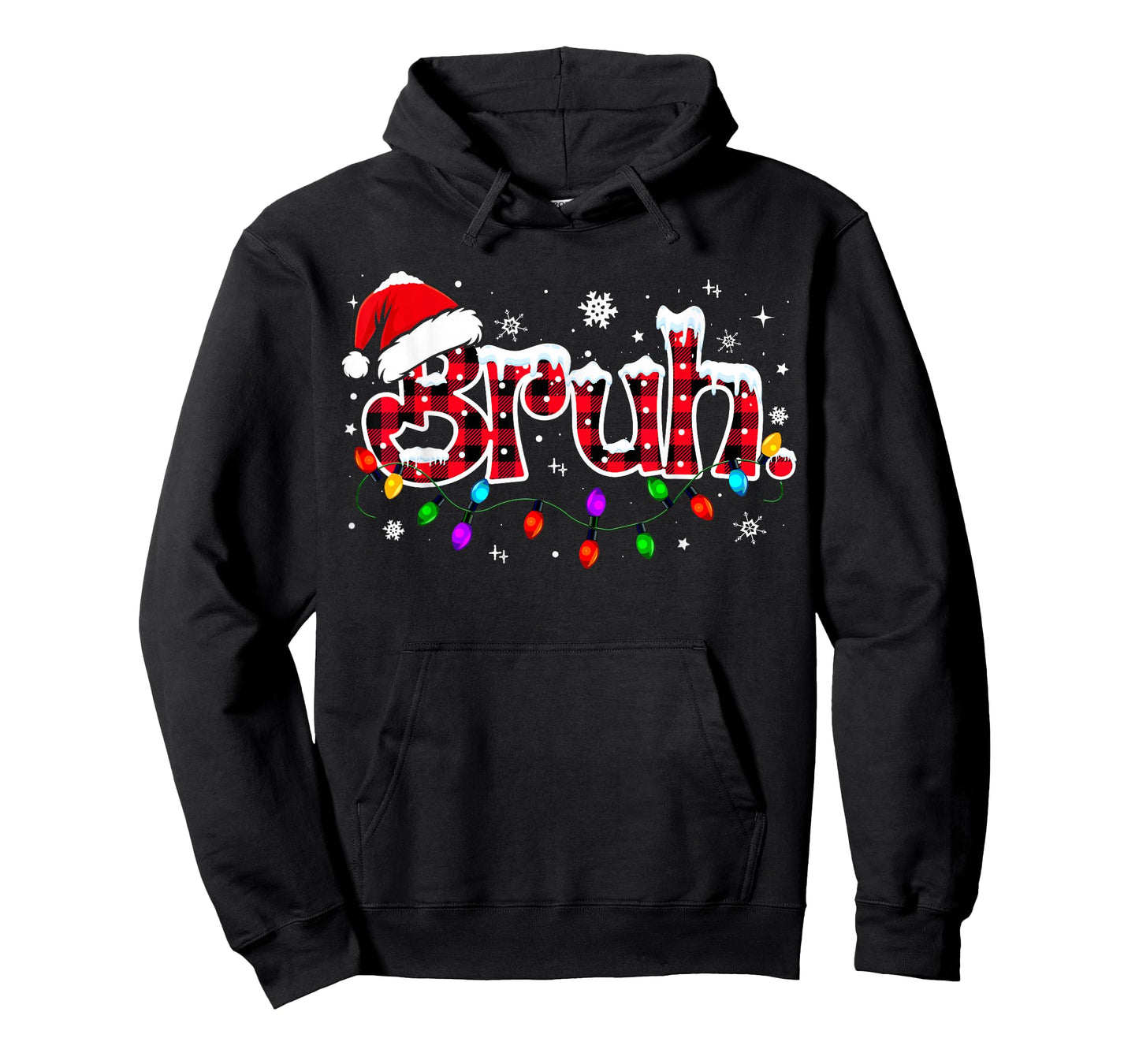Bruh Funny Christmas Red Plaid Teens Boys Kids Xmas Pajamas T-Shirt