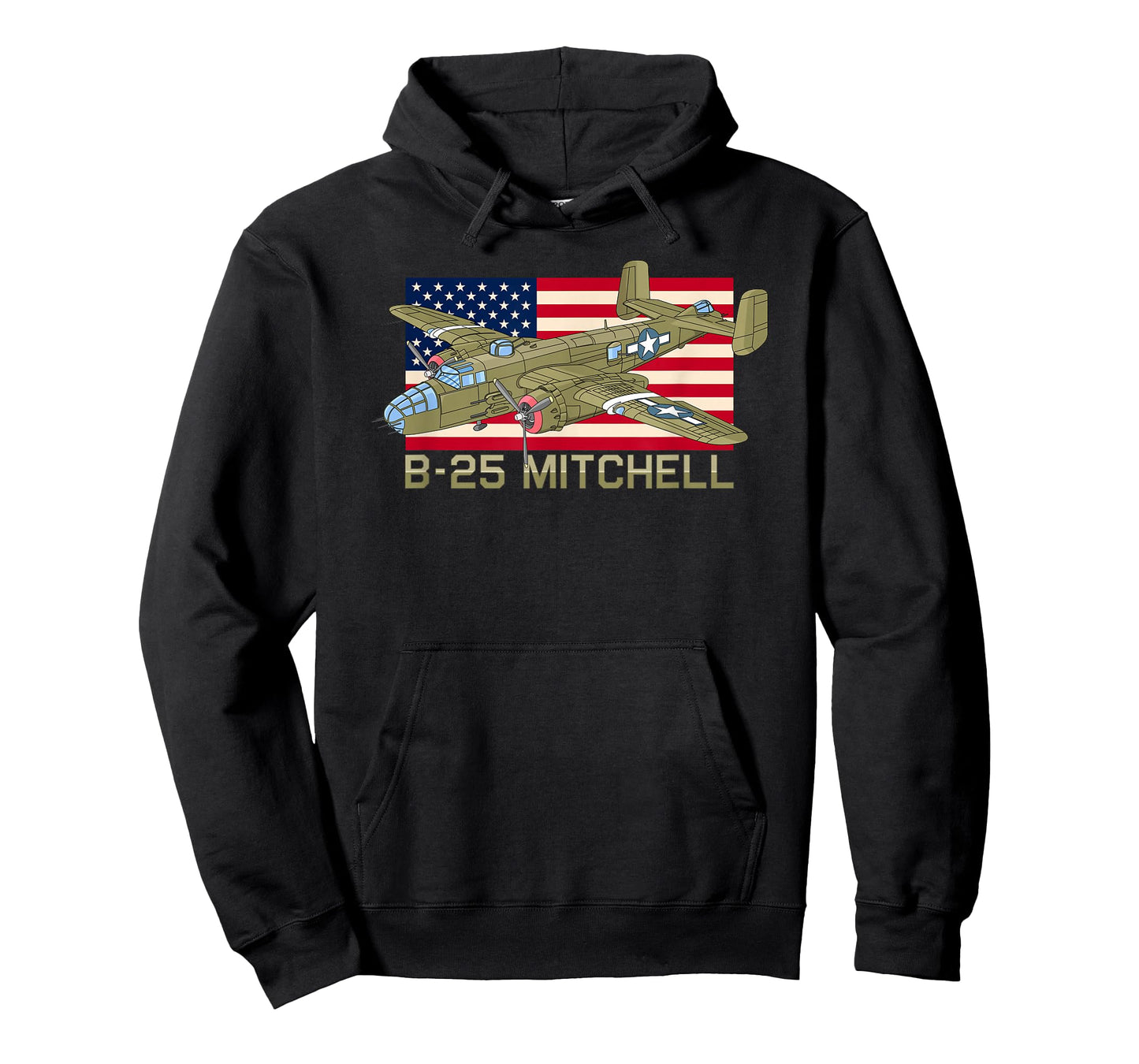 B-25 Mitchell WW2 Bomber Plane Patriotic USA Flag T-Shirt