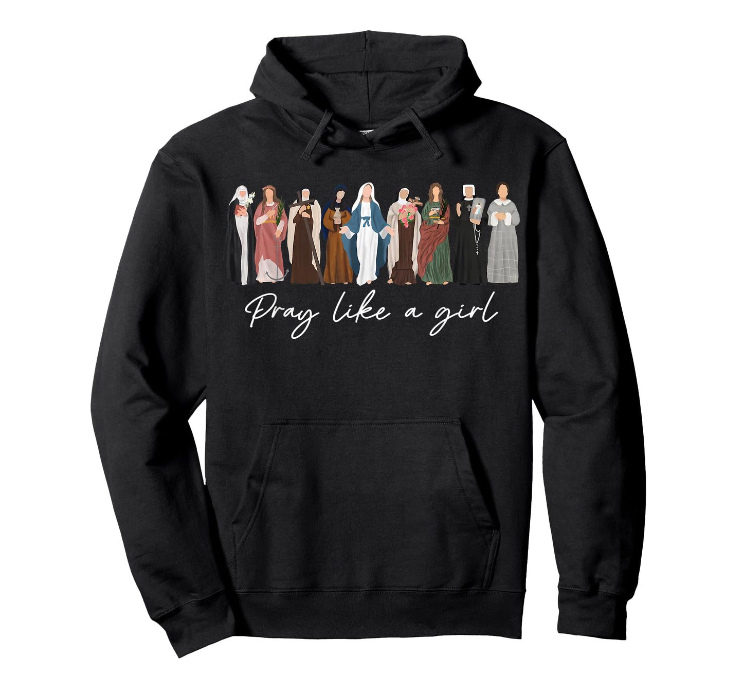 Pray Like A Girl Female Saints Catholic Christian Religious T-Shirt