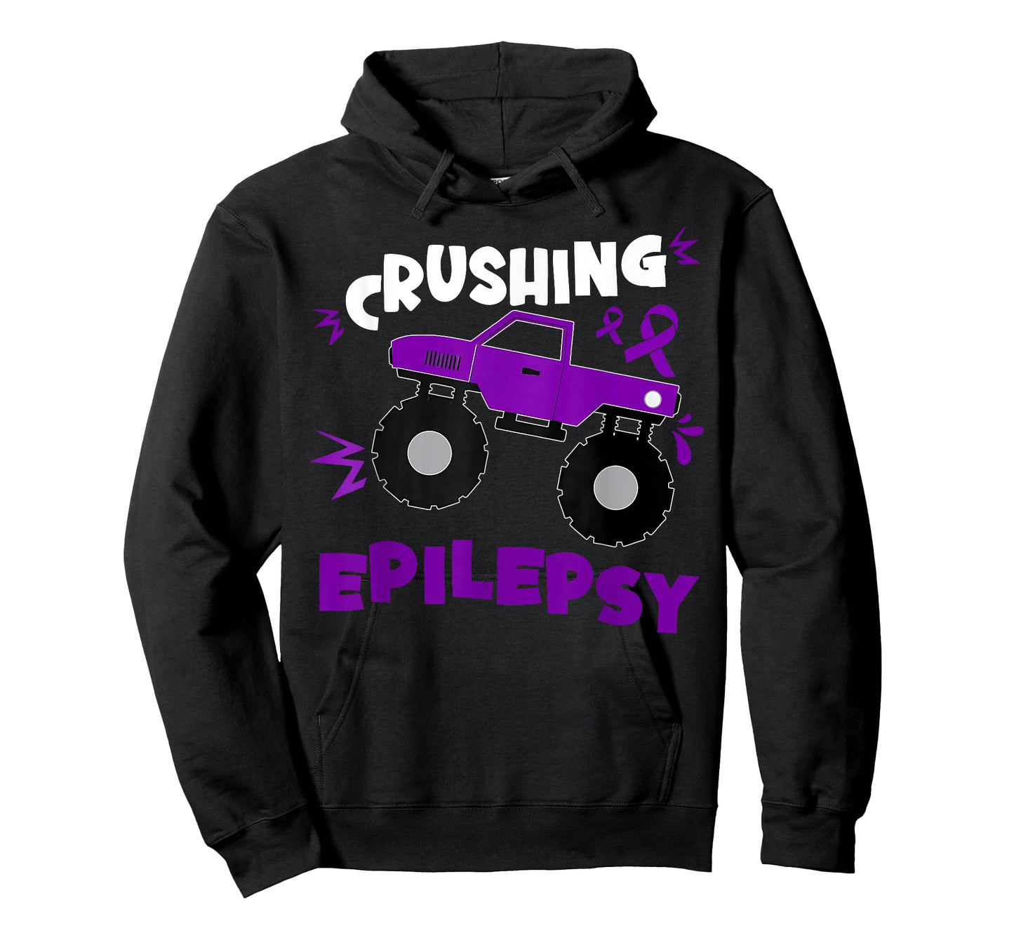 Crushing Epilepsy Awareness Purple Ribbon Monster Truck T-Shirt