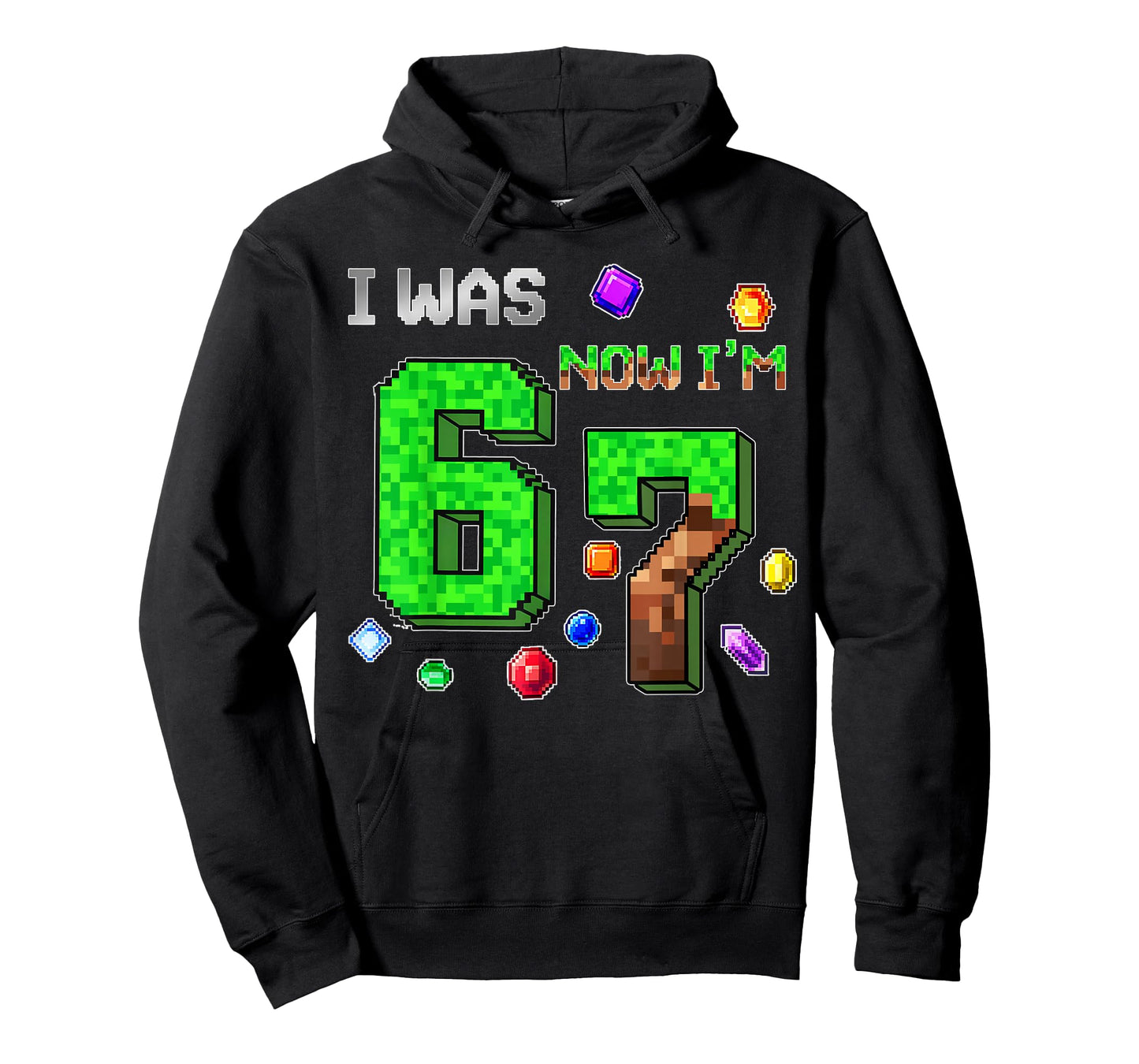 I was 6 Now I'm 7 Year Old 7th Birthday Boy Pixel Block T-Shirt