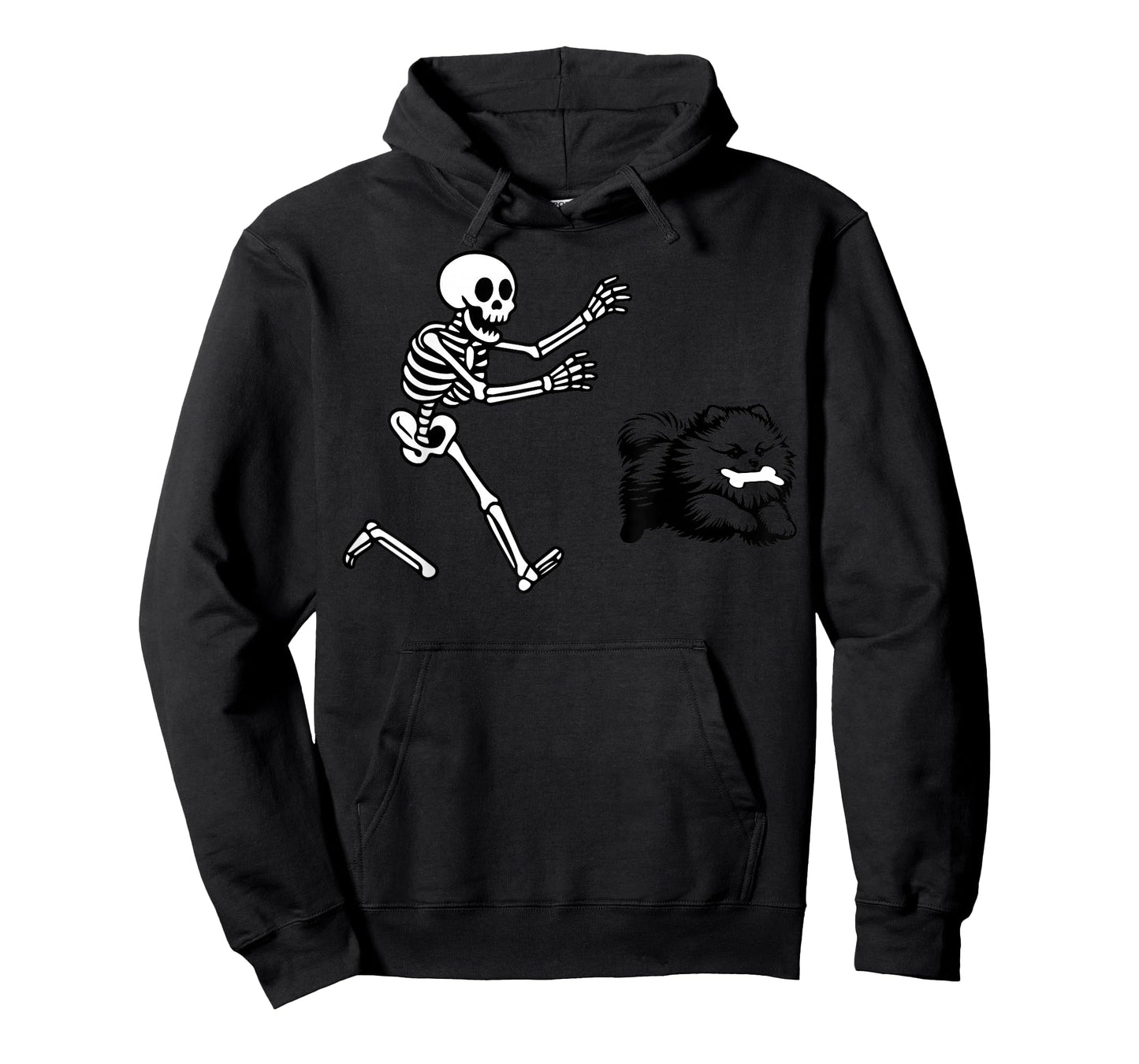 Funny Pomeranian Running Skeleton Halloween T-Shirt